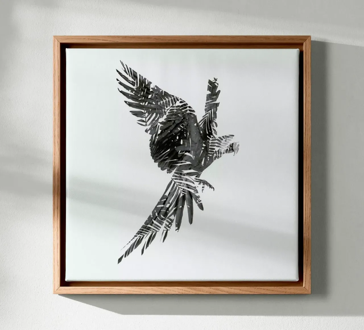 Parrot canvas with Floater frame by Chris Wharton