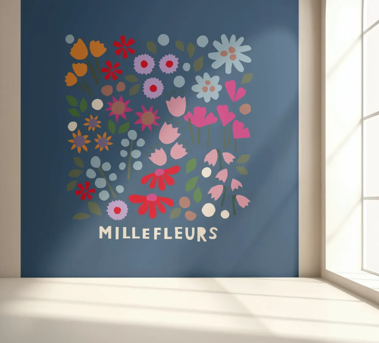 Millefleur dunkelblau Fototapete von Iris Knabenschuh Design