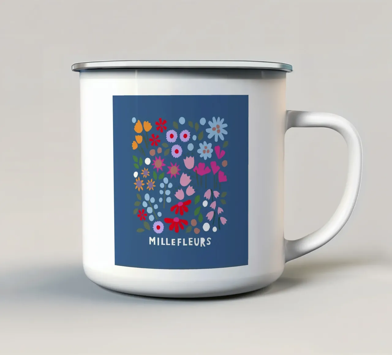 Millefleur dunkelblau tazza in smalto da Iris Knabenschuh Design