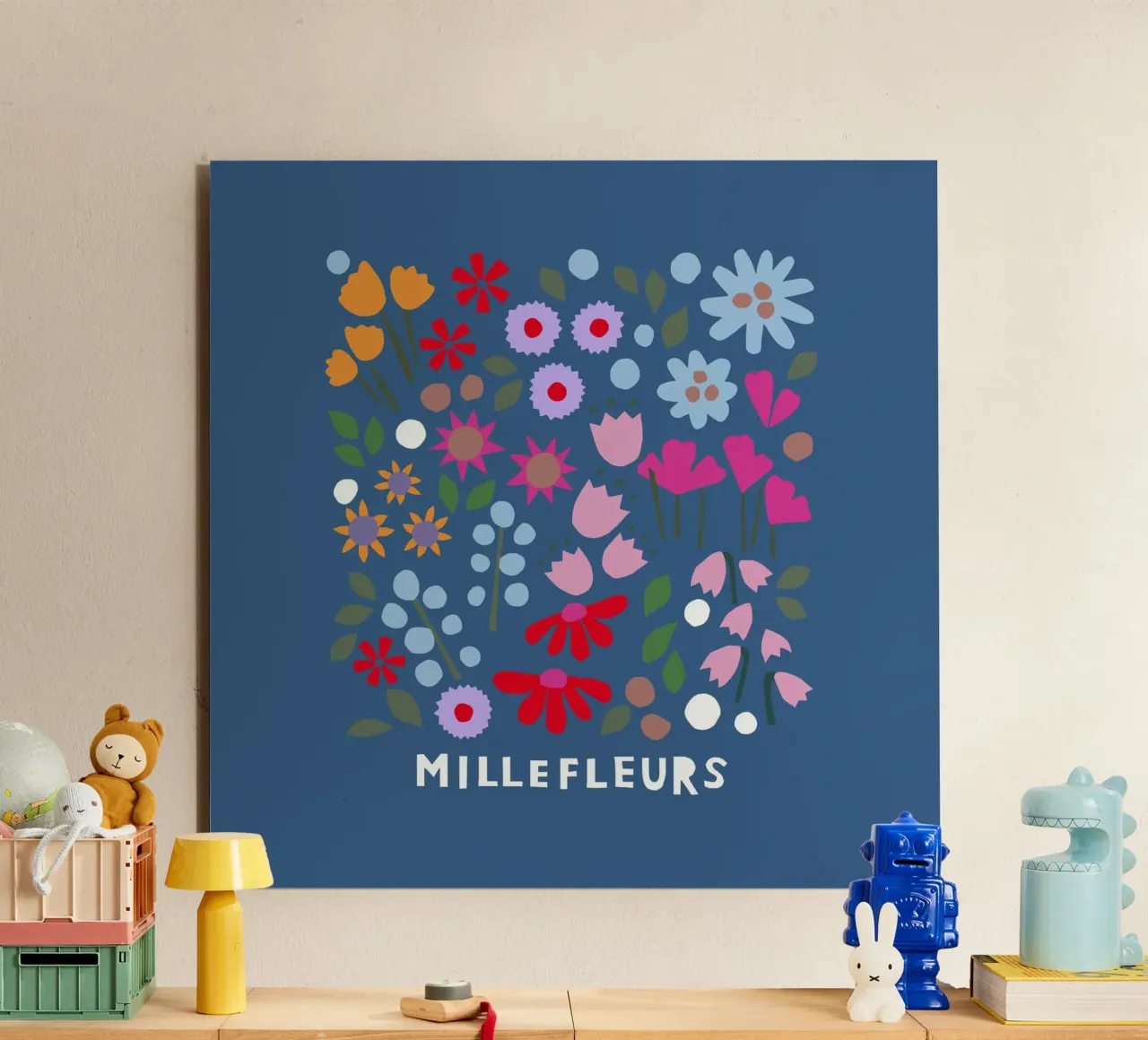 Millefleur dunkelblau alluminio dibond da Iris Knabenschuh Design