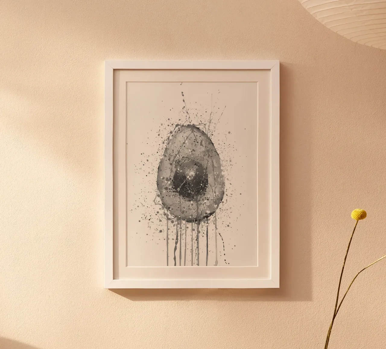 Avocado Grigio Vegetale poster con telaio in legno da Mimi