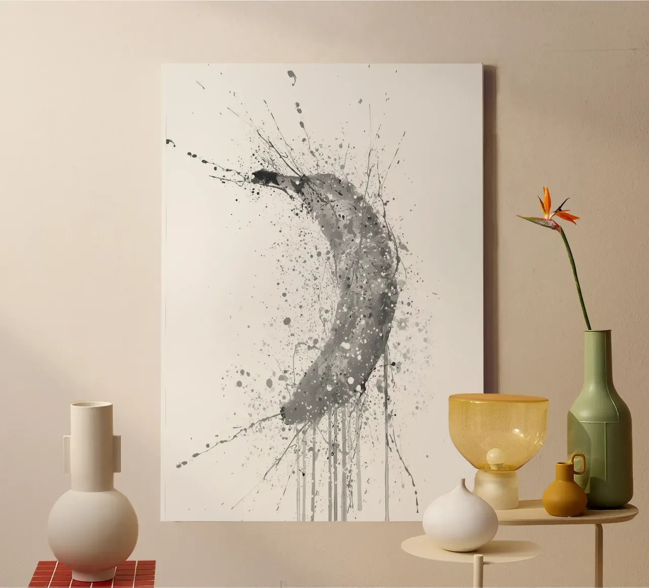 Banaan Fruit Grijs canvas met Baklijst van Mimi