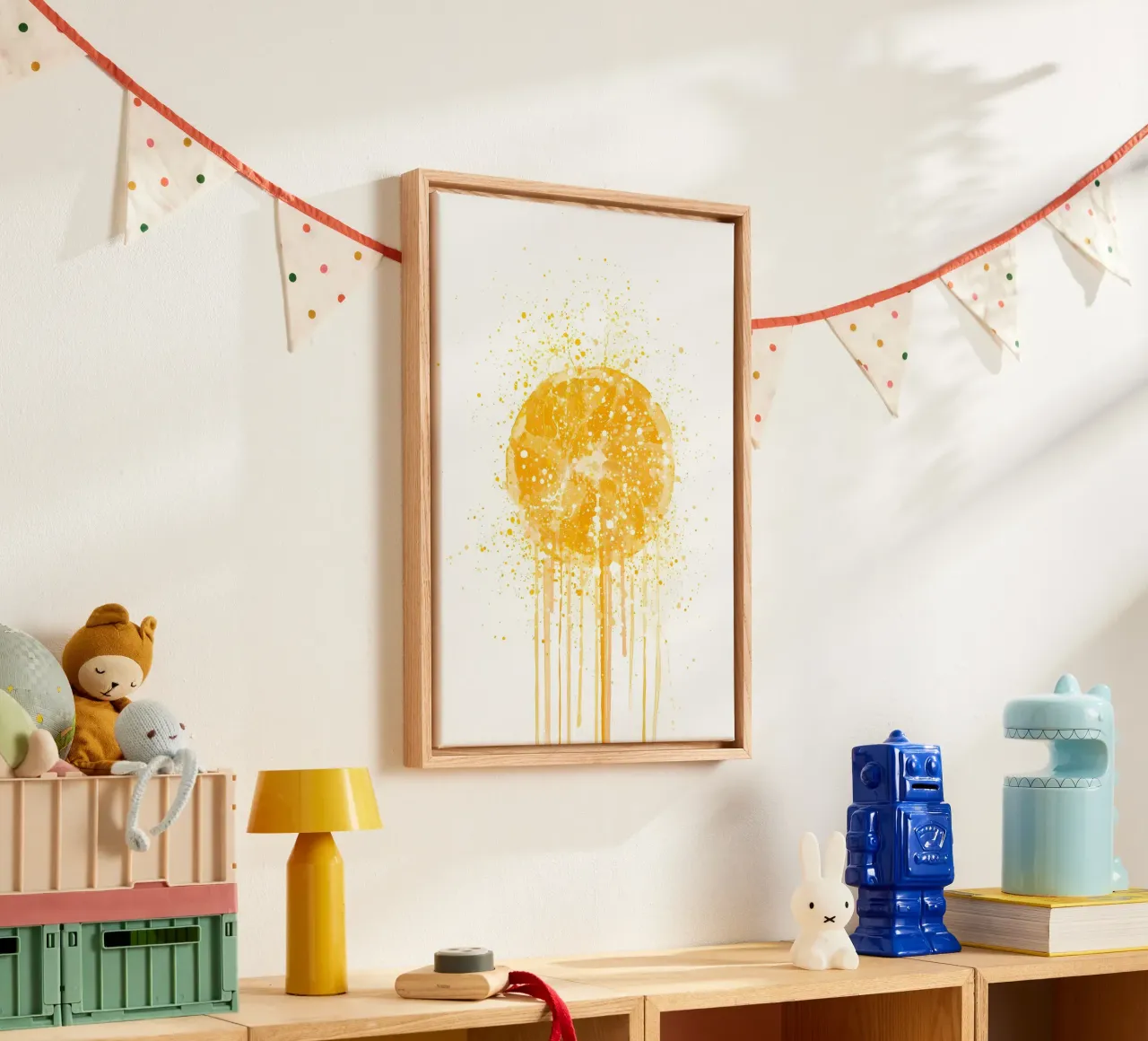 Sinaasappelfruit canvas met Baklijst van Mimi