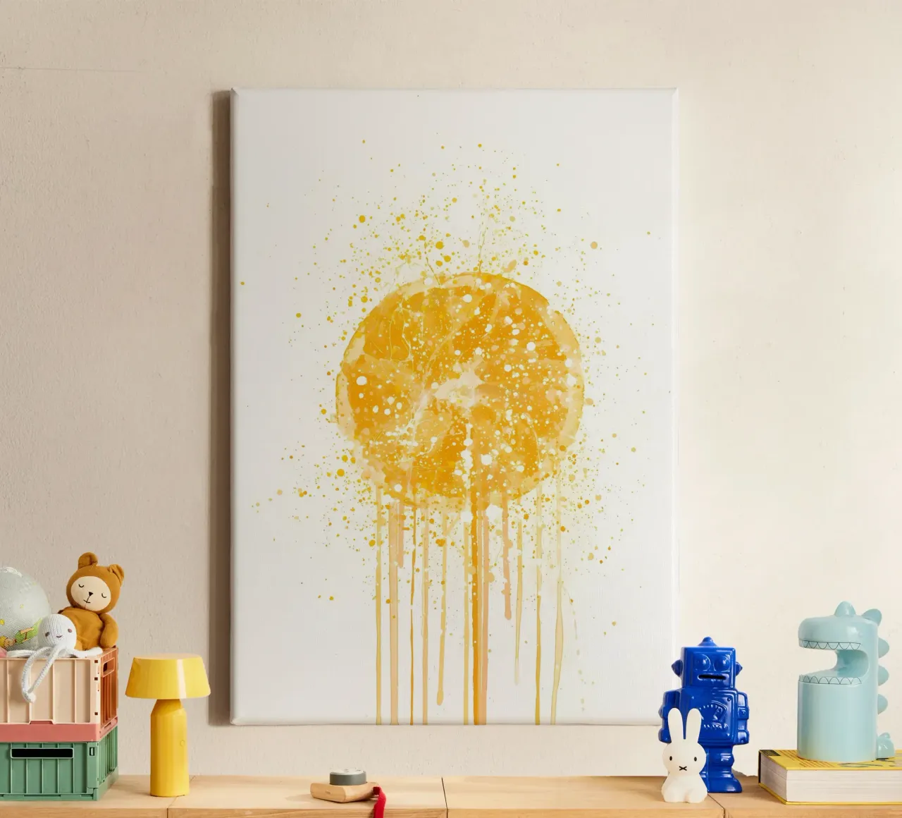 Sinaasappelfruit canvas met Baklijst van Mimi