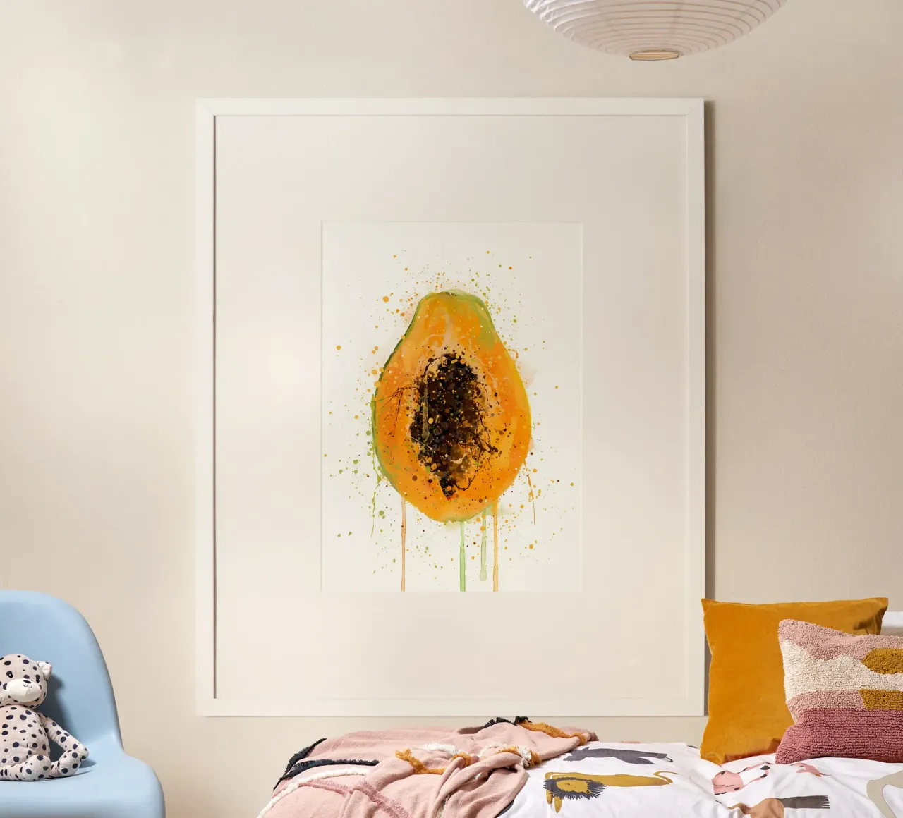 Frutto della papaya poster con telaio in legno da Mimi