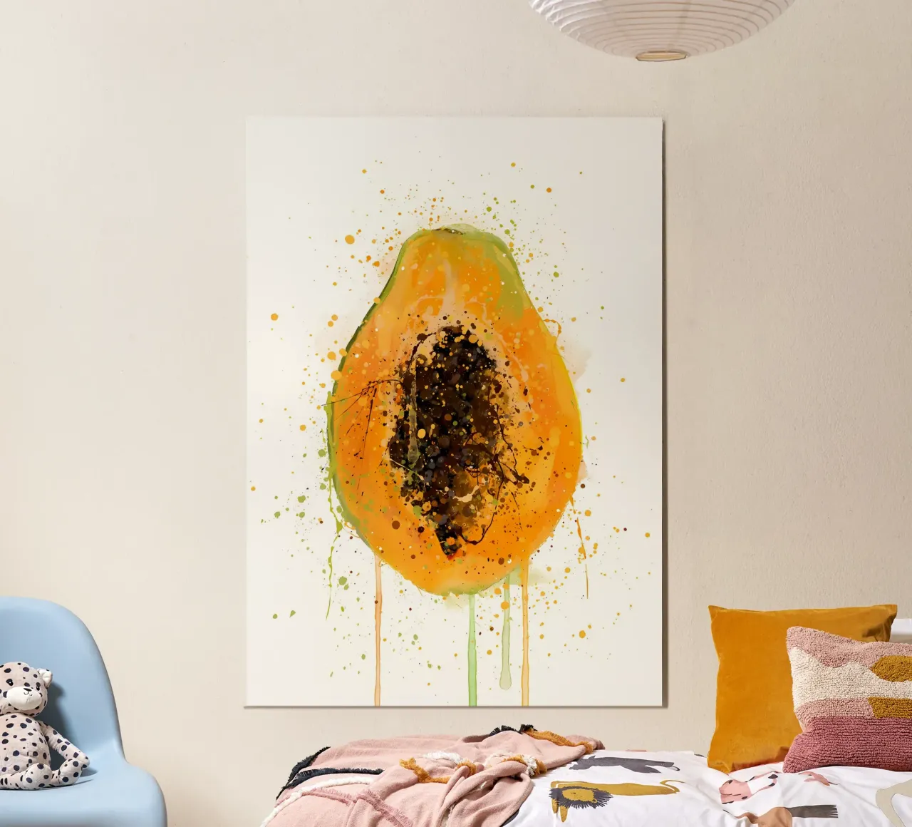 Frutto della papaya poster con telaio in legno da Mimi