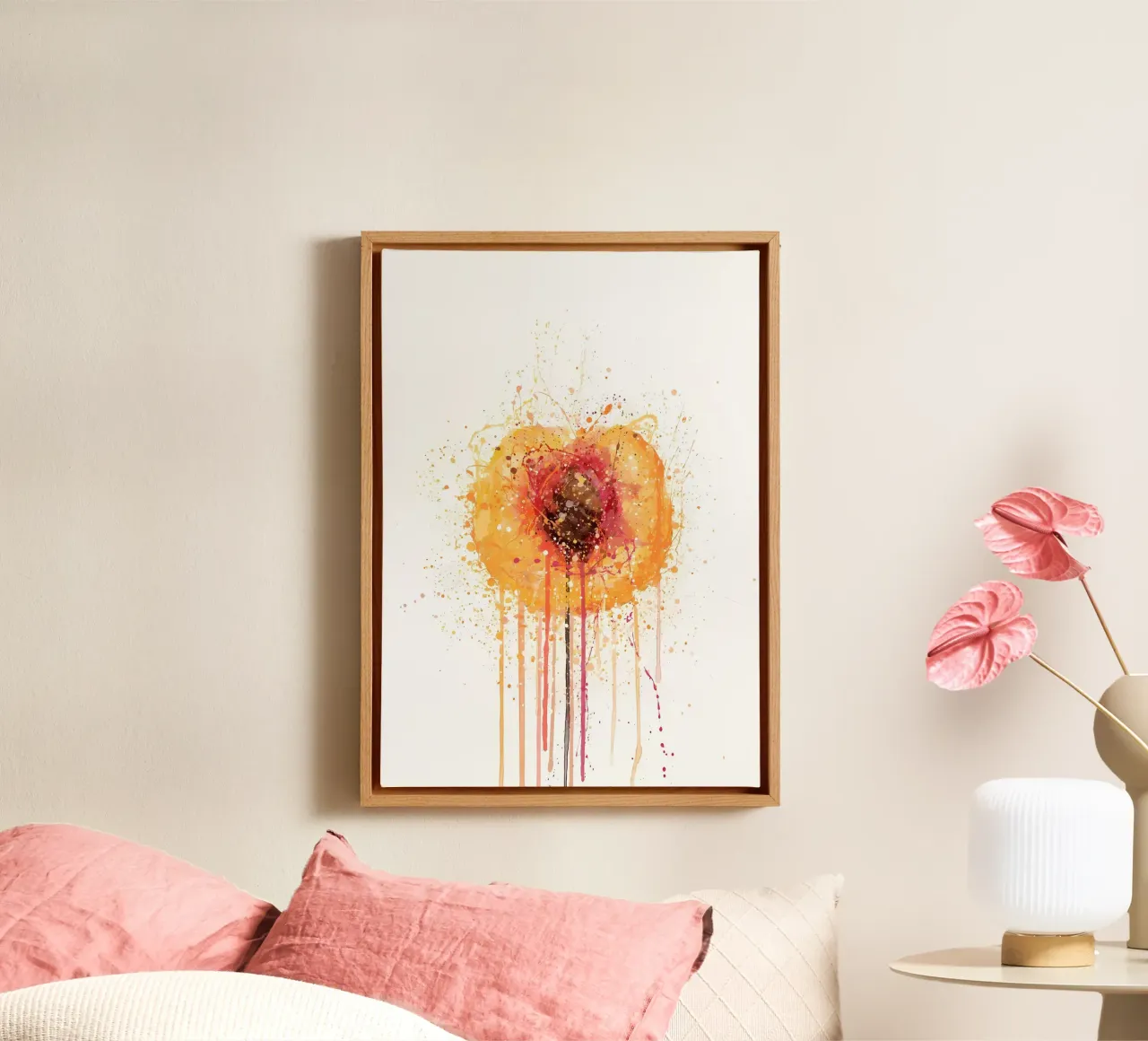 Peach Fruit canvas with Floater frame by Mimi
