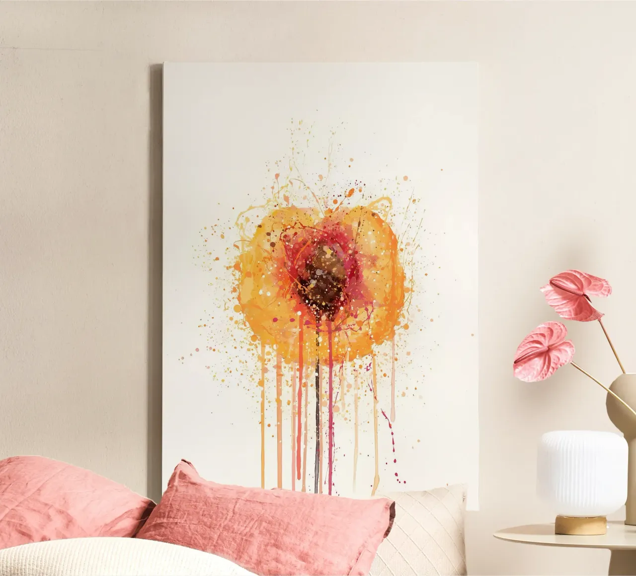 Peach Fruit canvas with Floater frame by Mimi