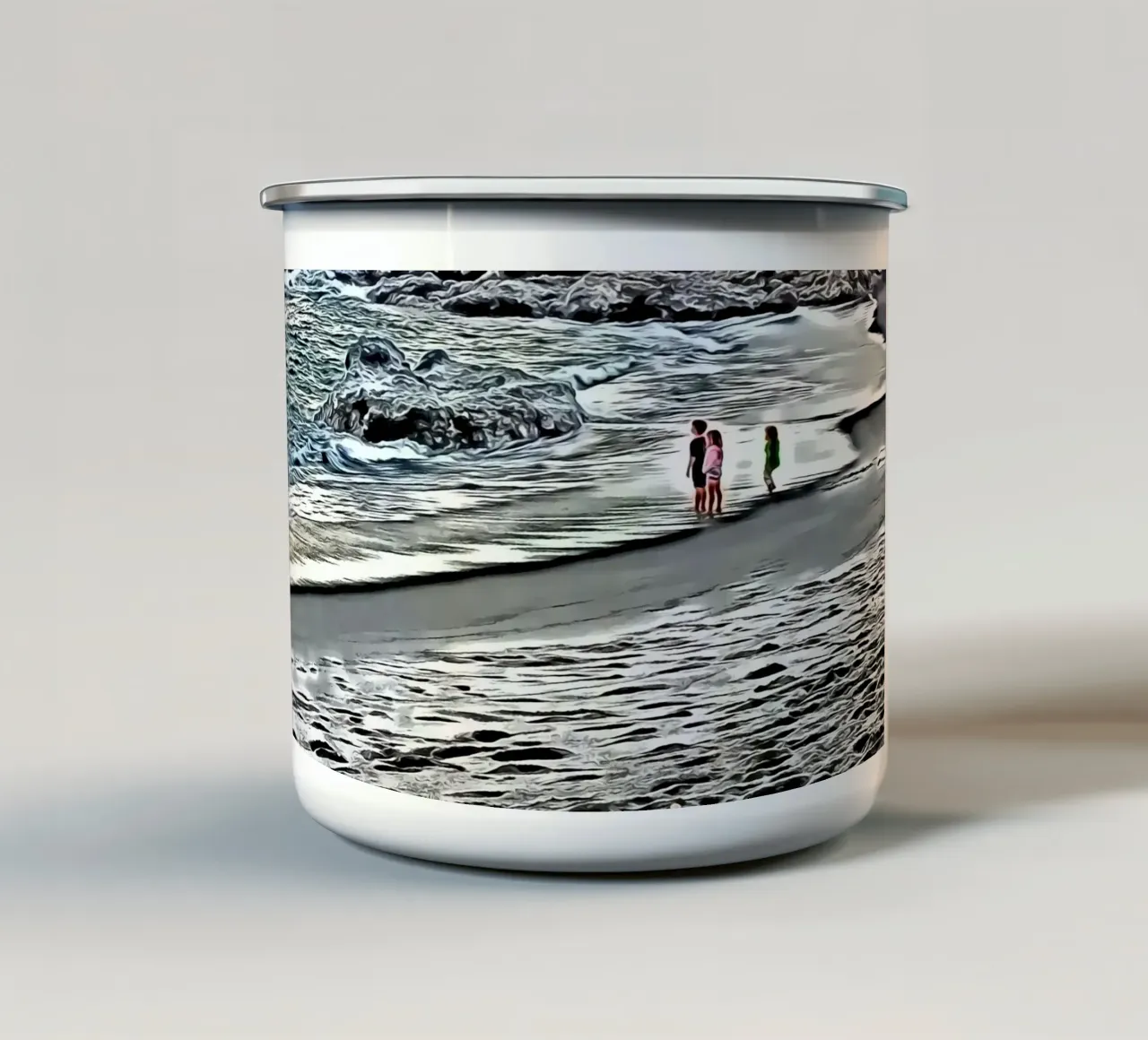 I bambini e il mare tazza in smalto da Massimo Frascogna