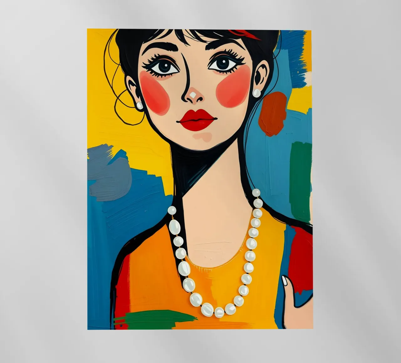 Audrey Hepburn con una collana di perle pellicola backlit da ARTOMATIC