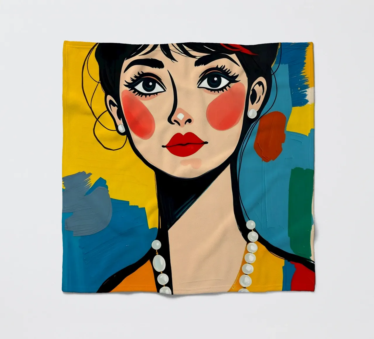 Audrey Hepburn con una collana di perle coperta in pile da ARTOMATIC