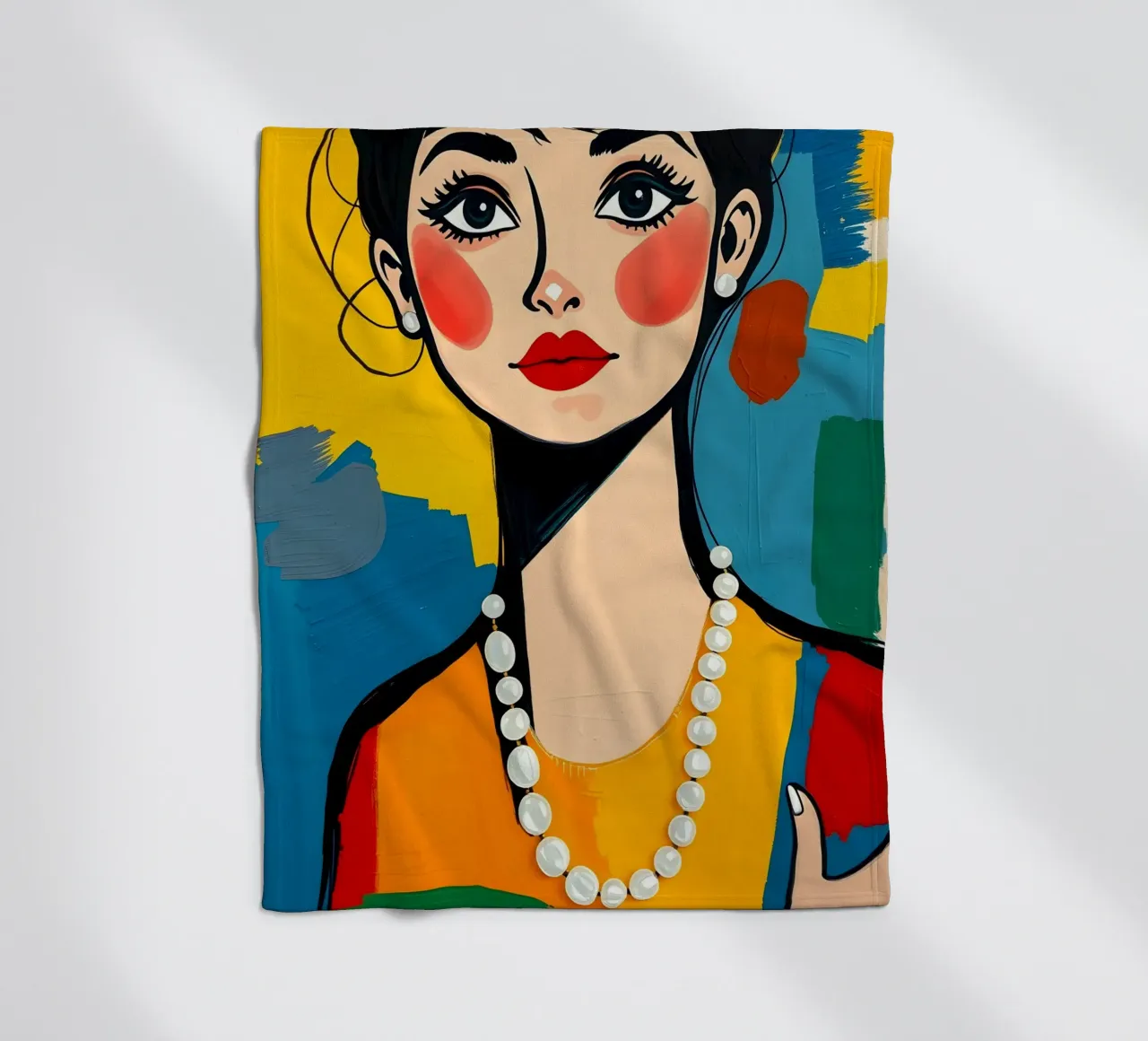 Audrey Hepburn con una collana di perle coperta in pile da ARTOMATIC