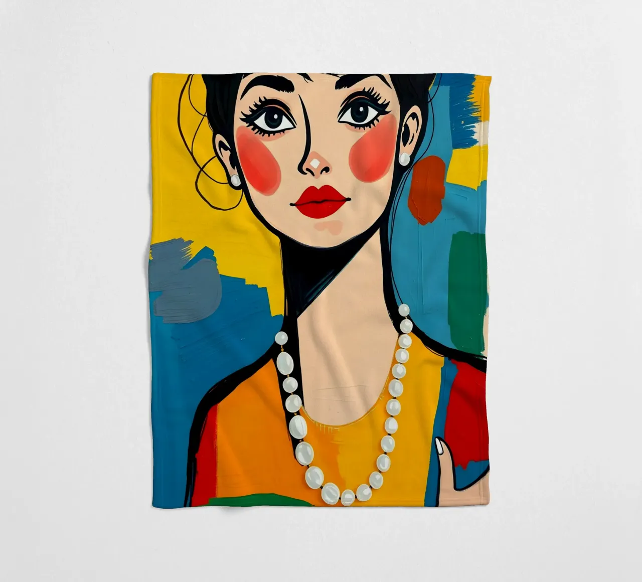 Audrey Hepburn con una collana di perle coperta in pile da ARTOMATIC