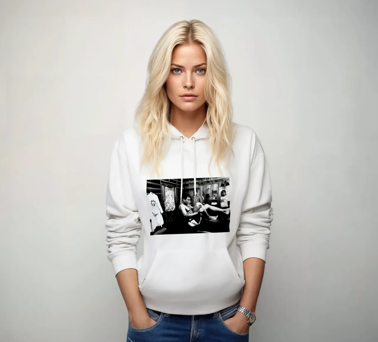 Muhammad Ali Exercising felpa con cappuccio da Gallery Print and Art Limited