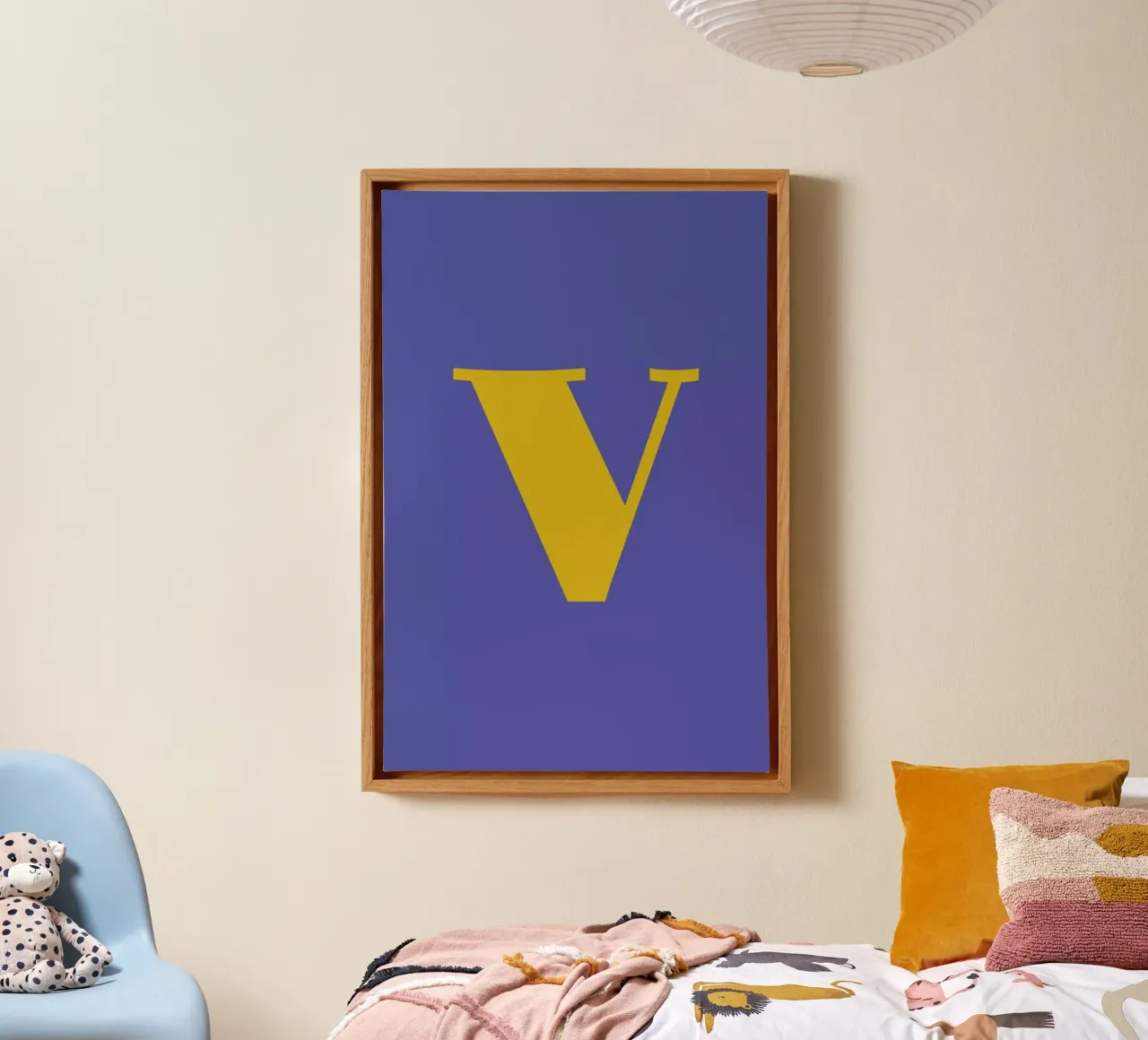 Blue Letter V canvas by Studio One