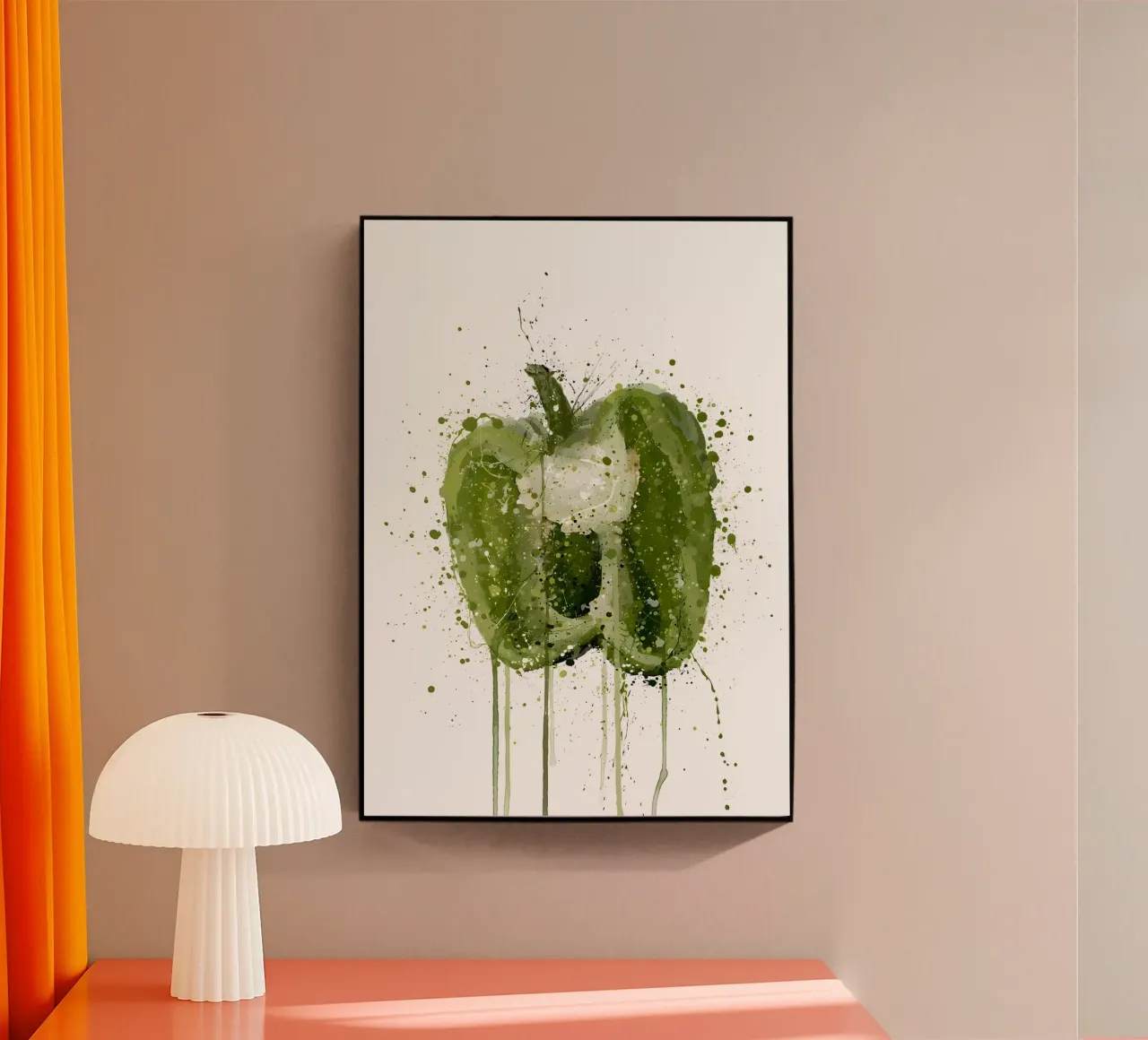 Watercolor Green Pepper acrylic glass by Mimi