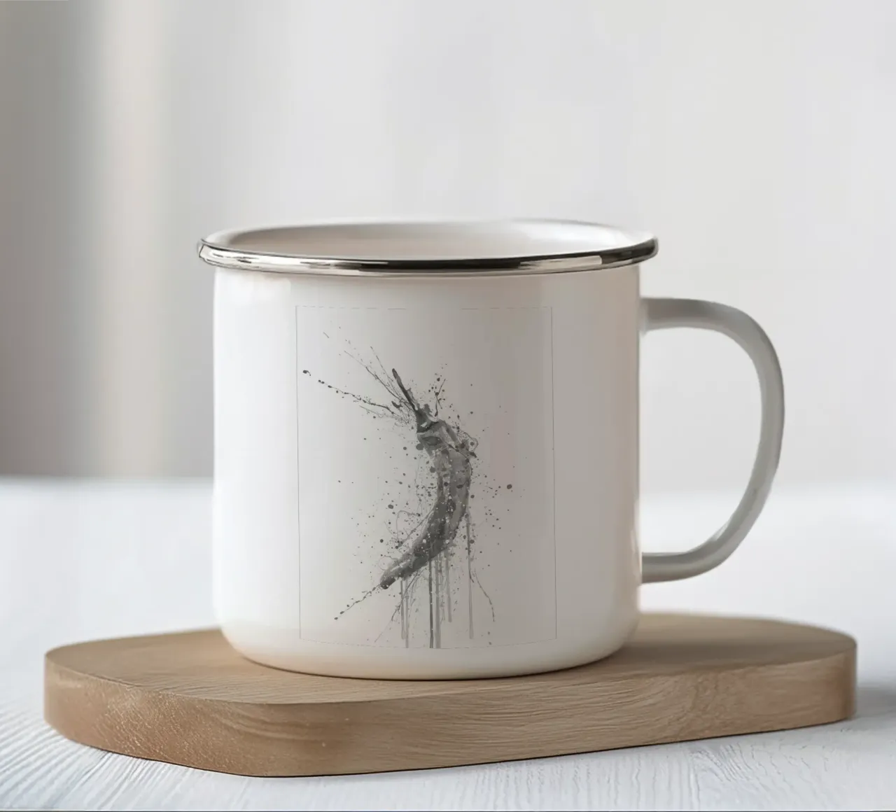 Aquarel Grijs Chilli emaille mok van Mimi