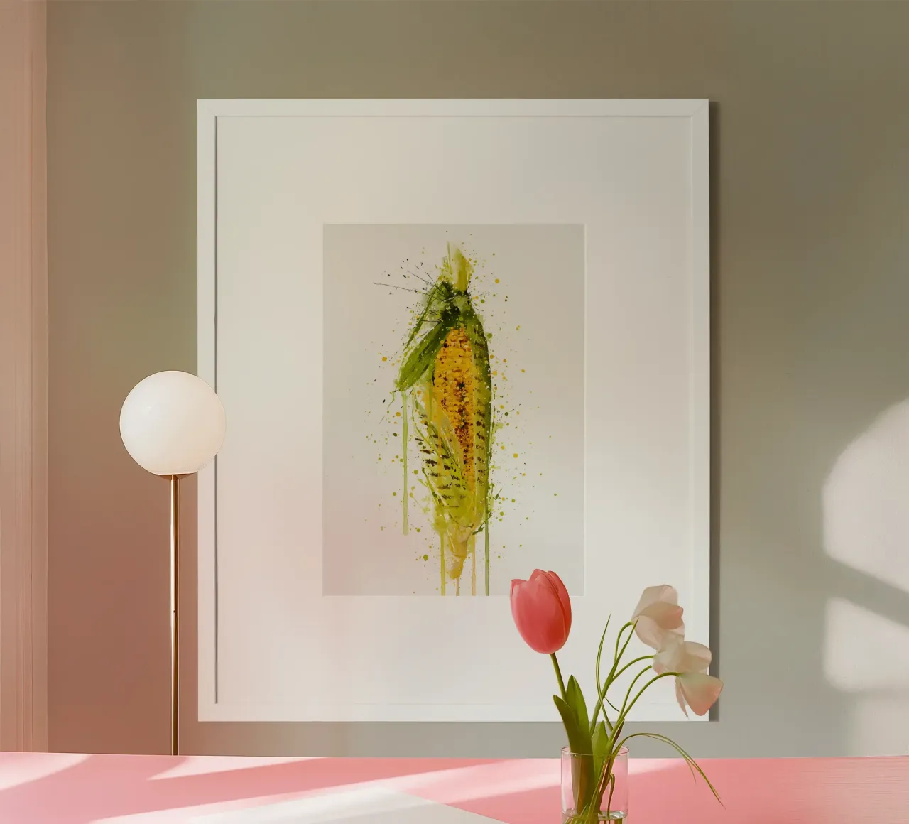 Aquarel gegrilde maïs poster met aluminium frame van Mimi
