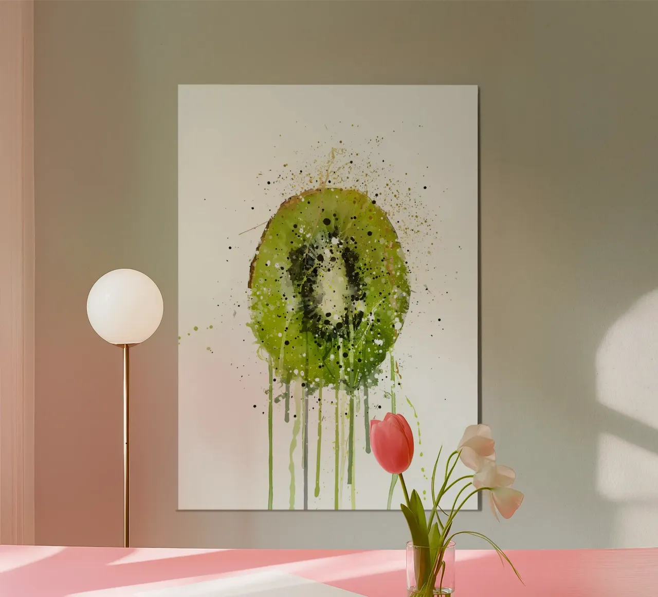 Watercolor Kiwi Fruit poster con telaio in legno da Mimi