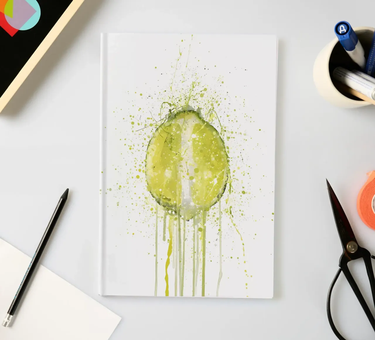 Aquarelle citron vert carnet de notes de Mimi