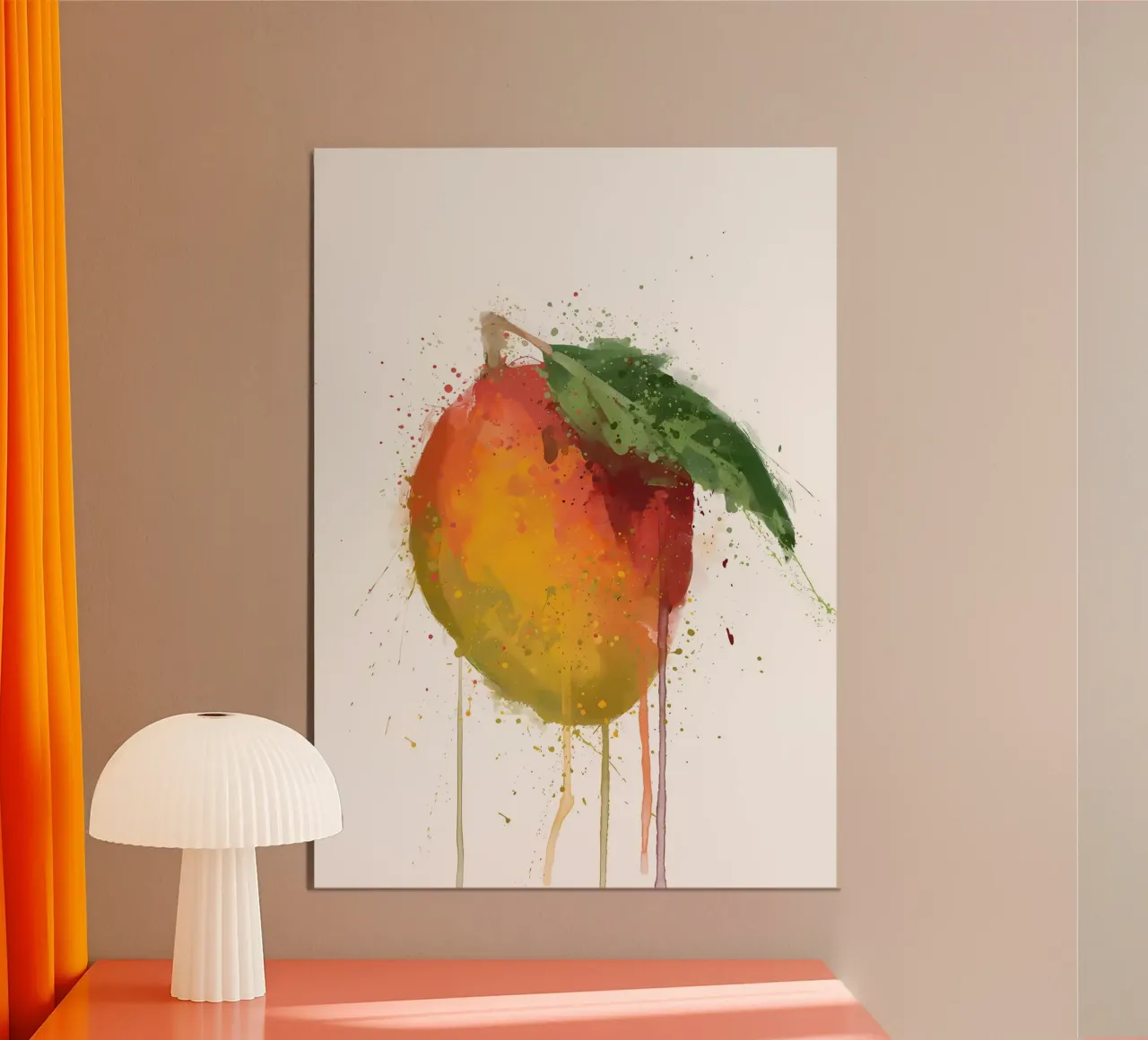 Watercolor Mango Fruit poster con telaio in legno da Mimi
