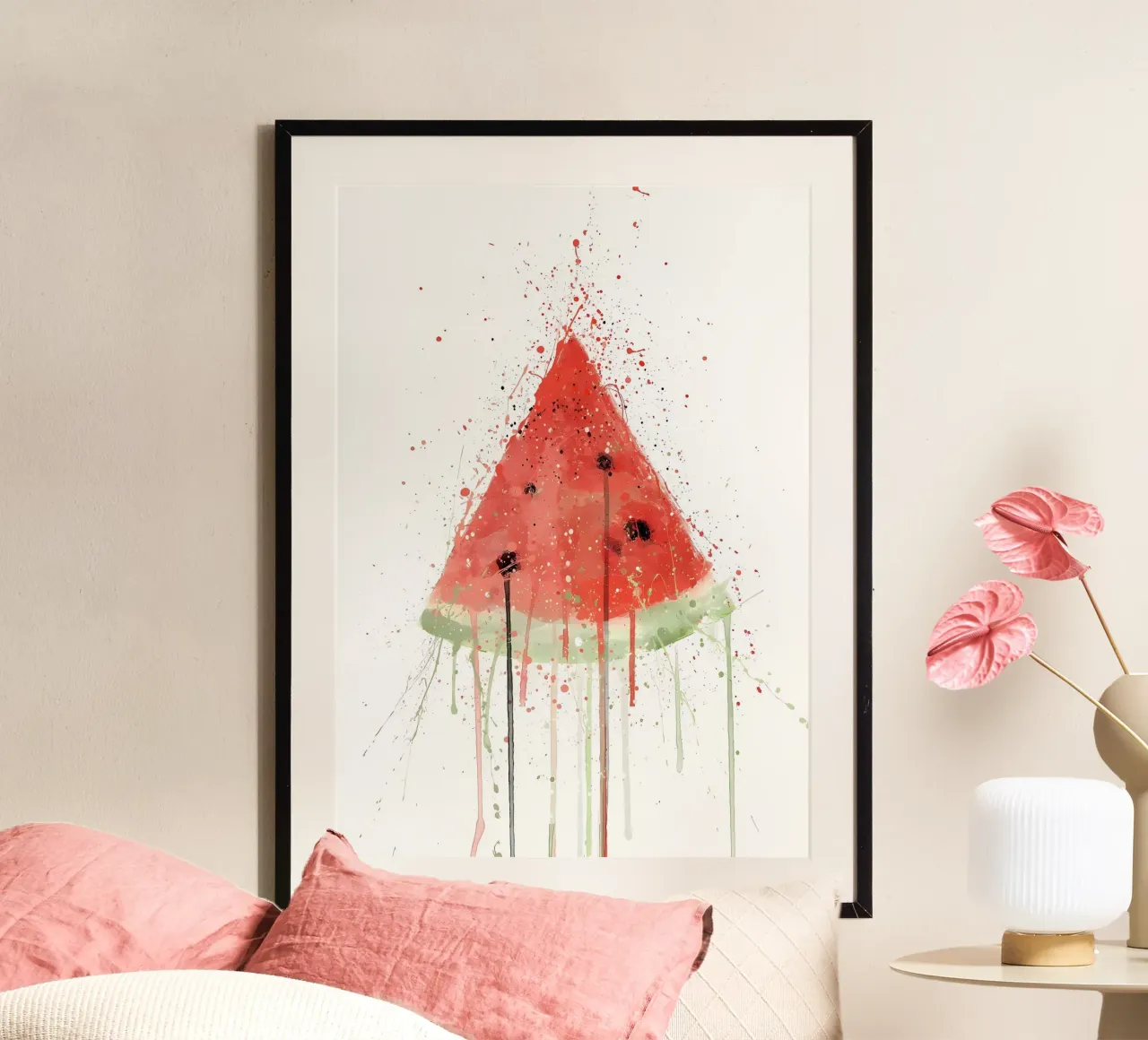 Wassermelone Frucht Poster mit Aluminium Rahmen von Mimi