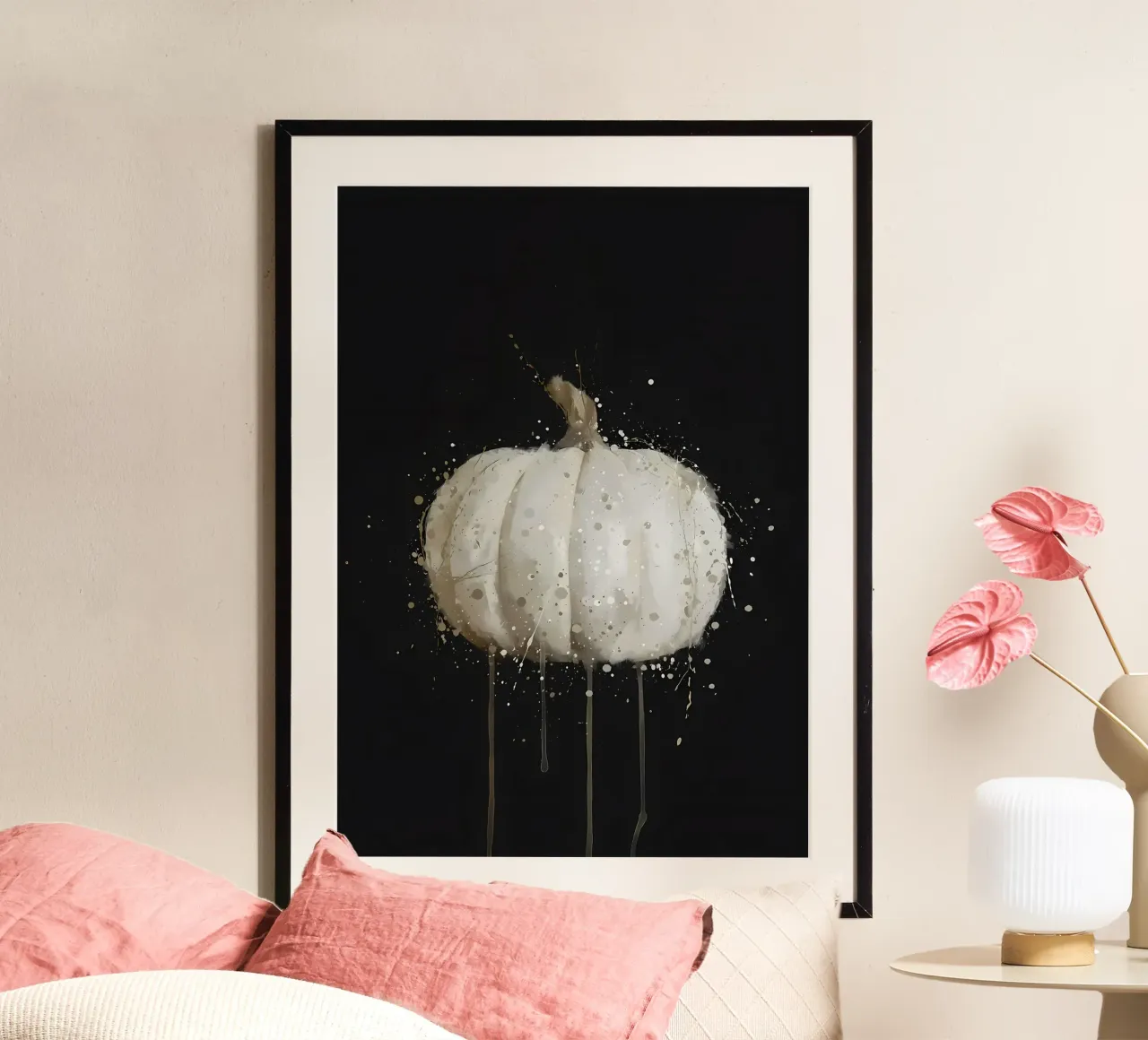 Zucca bianca vegetale poster con telaio in legno da Mimi