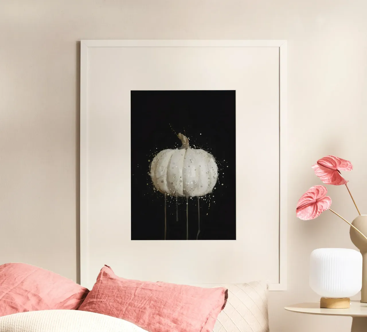Zucca bianca vegetale poster con telaio in legno da Mimi
