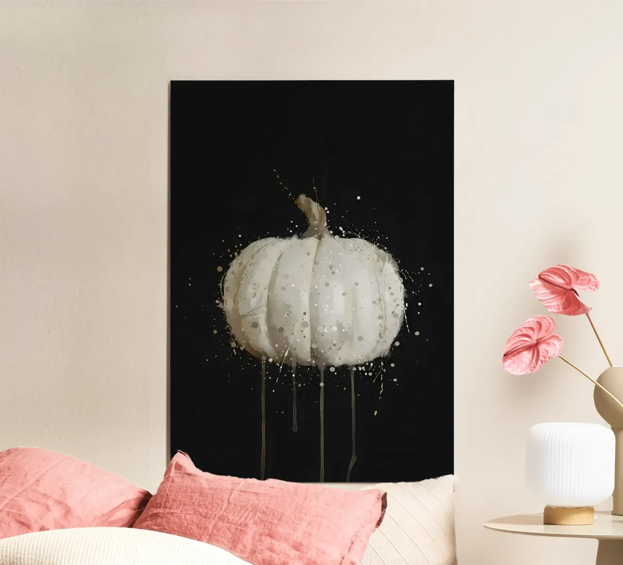 Zucca bianca vegetale poster con telaio in legno da Mimi