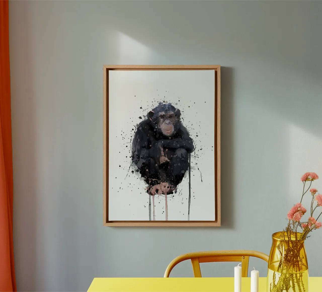 Schimpanse Leinwand mit Schattenfugenrahmen von Nami