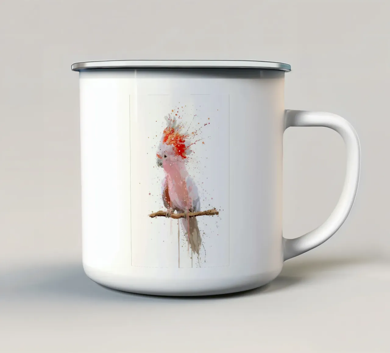 Cacatua Maestà Rosa tazza in smalto da Nami