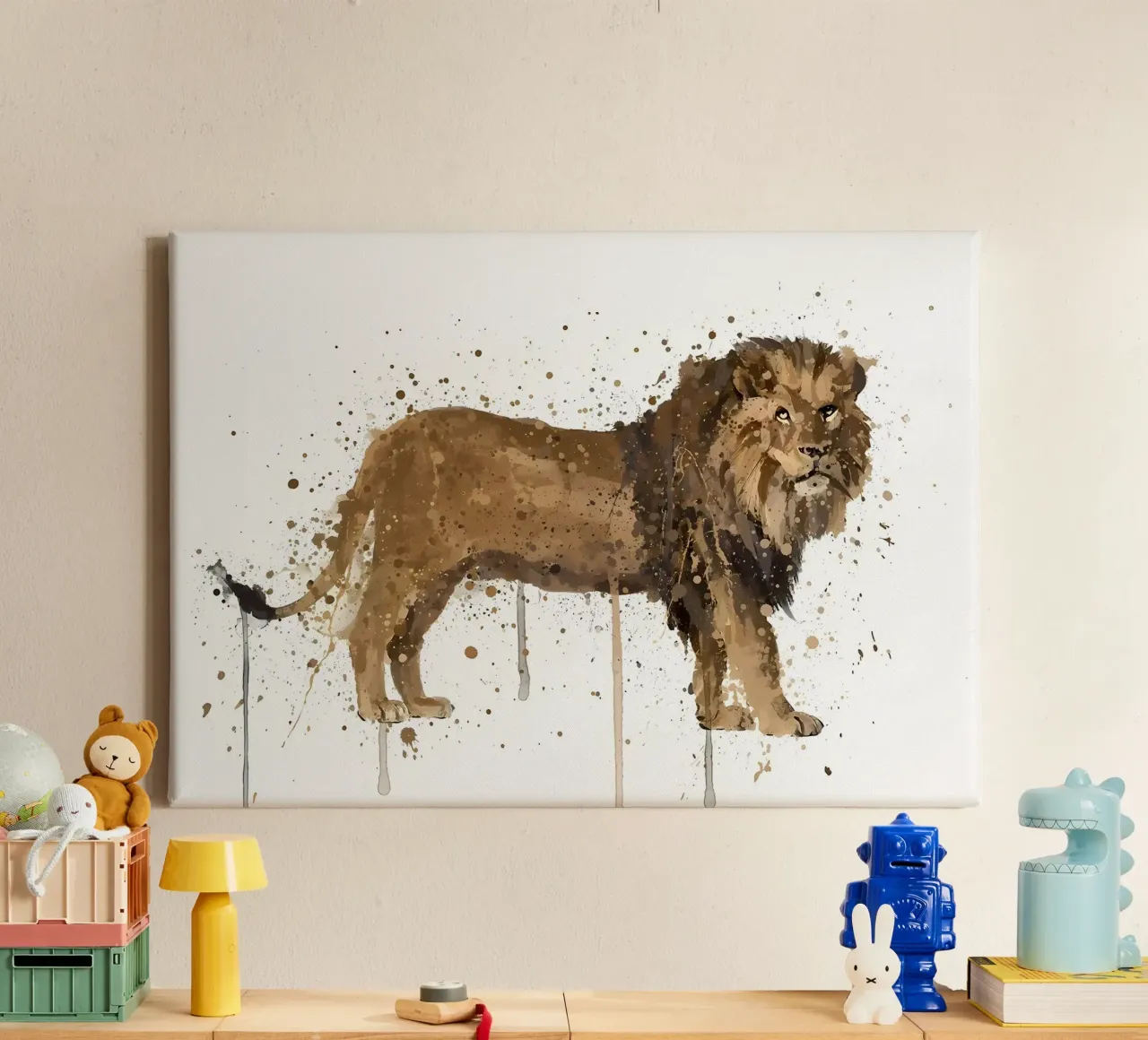 Lion canvas with Floater frame by Nami