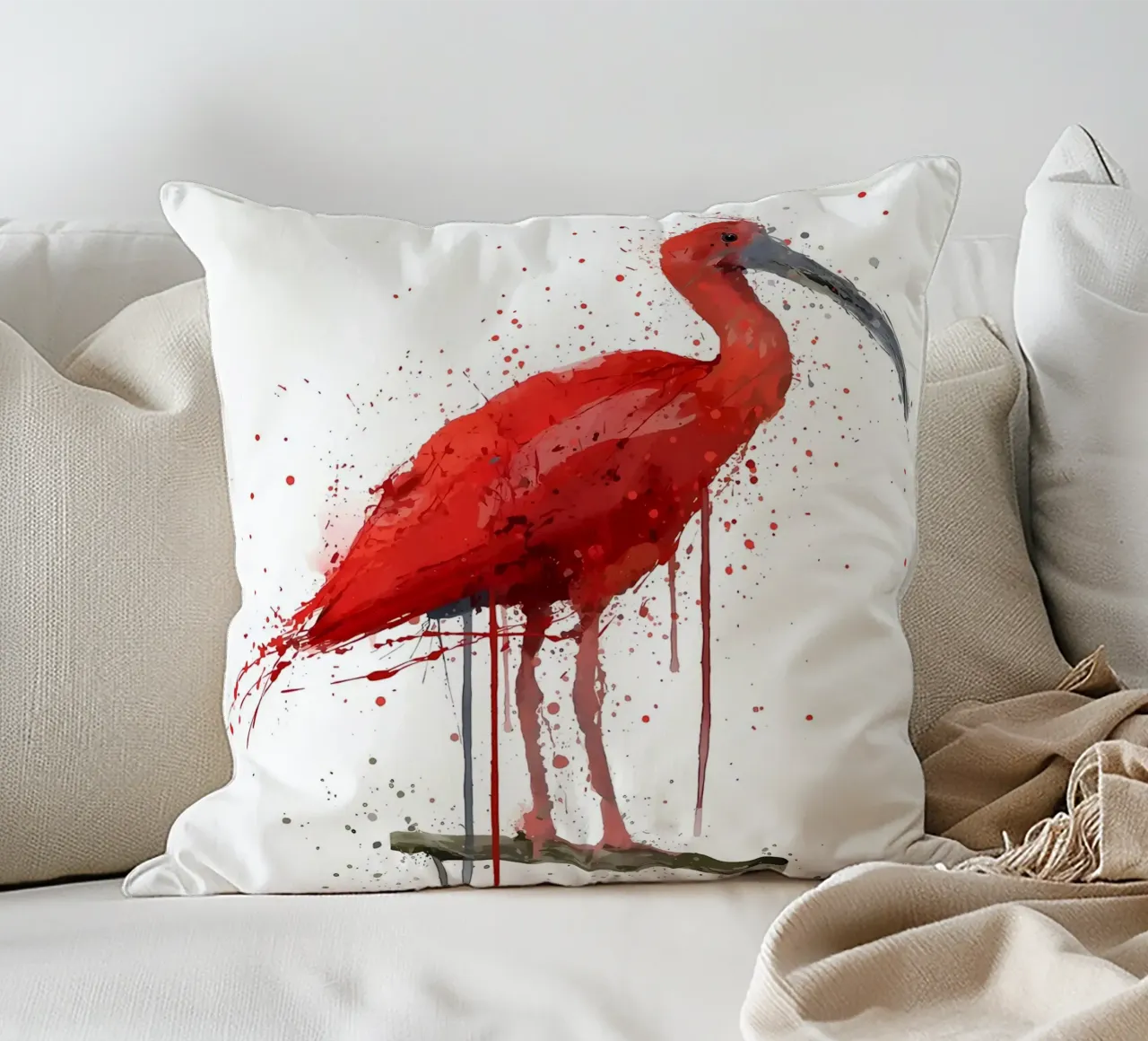 Uccello Ibis scarlatto cuscino da Nami