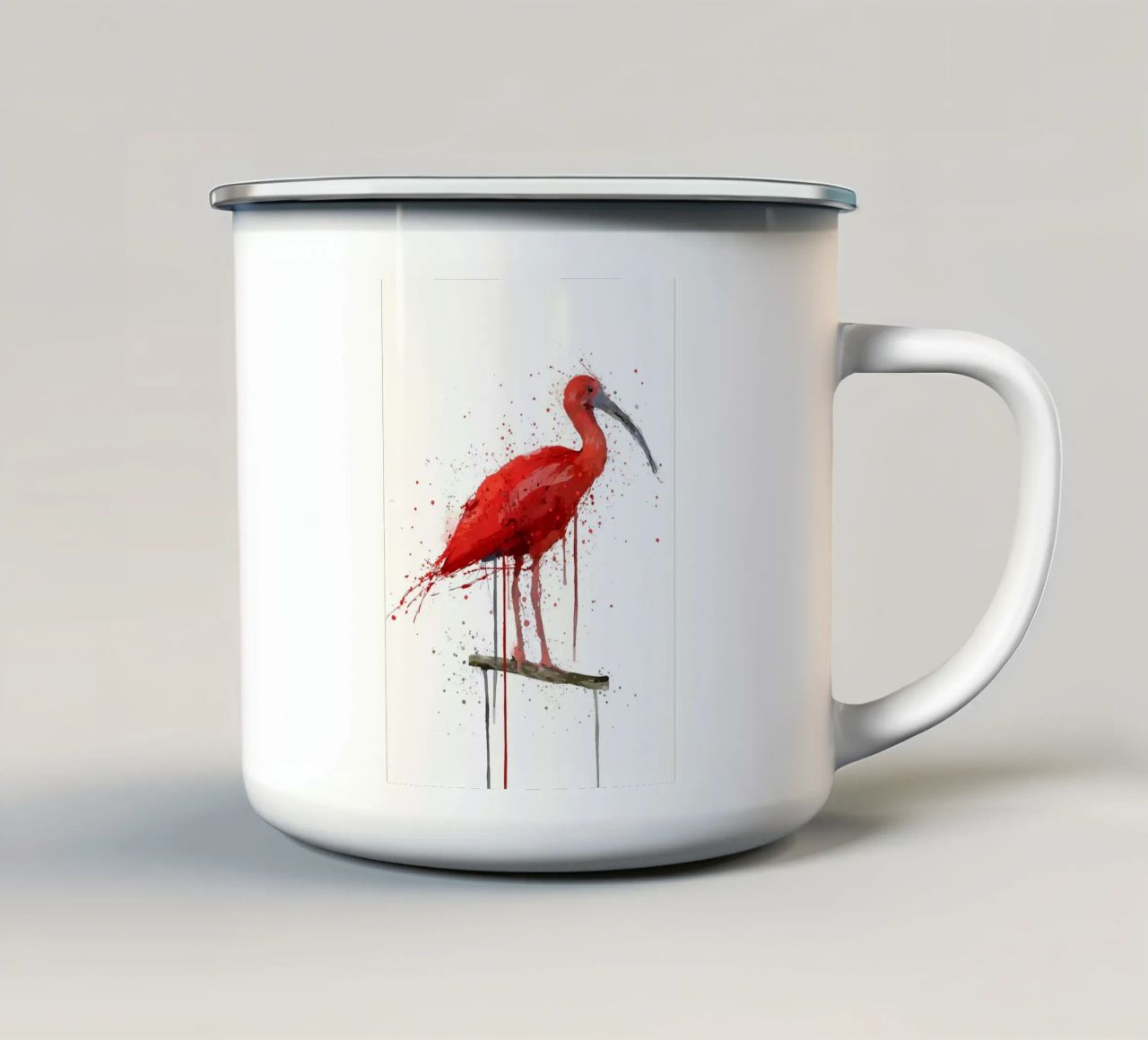 Uccello Ibis scarlatto tazza in smalto da Nami