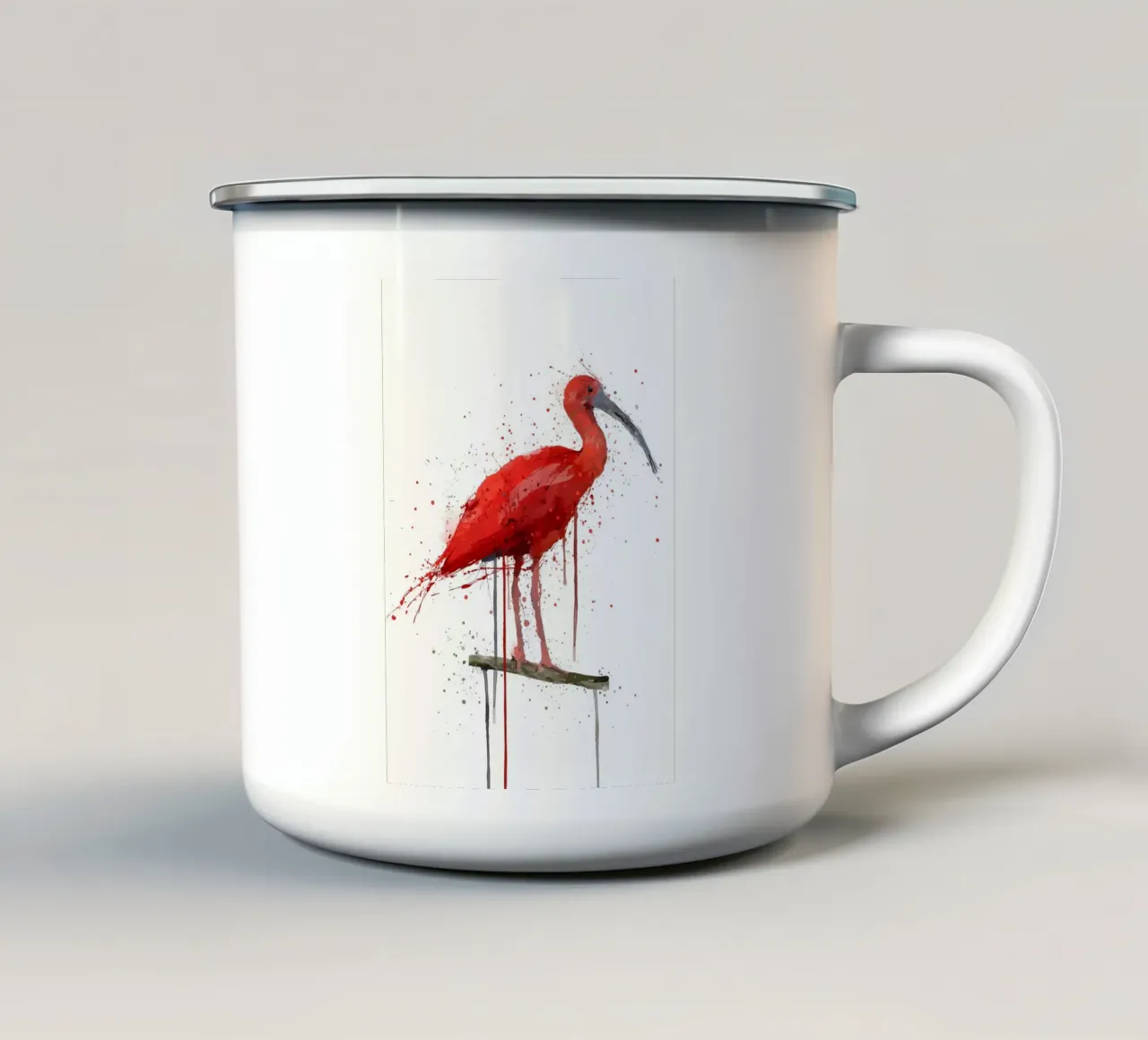 Uccello Ibis scarlatto tazza in smalto da Nami