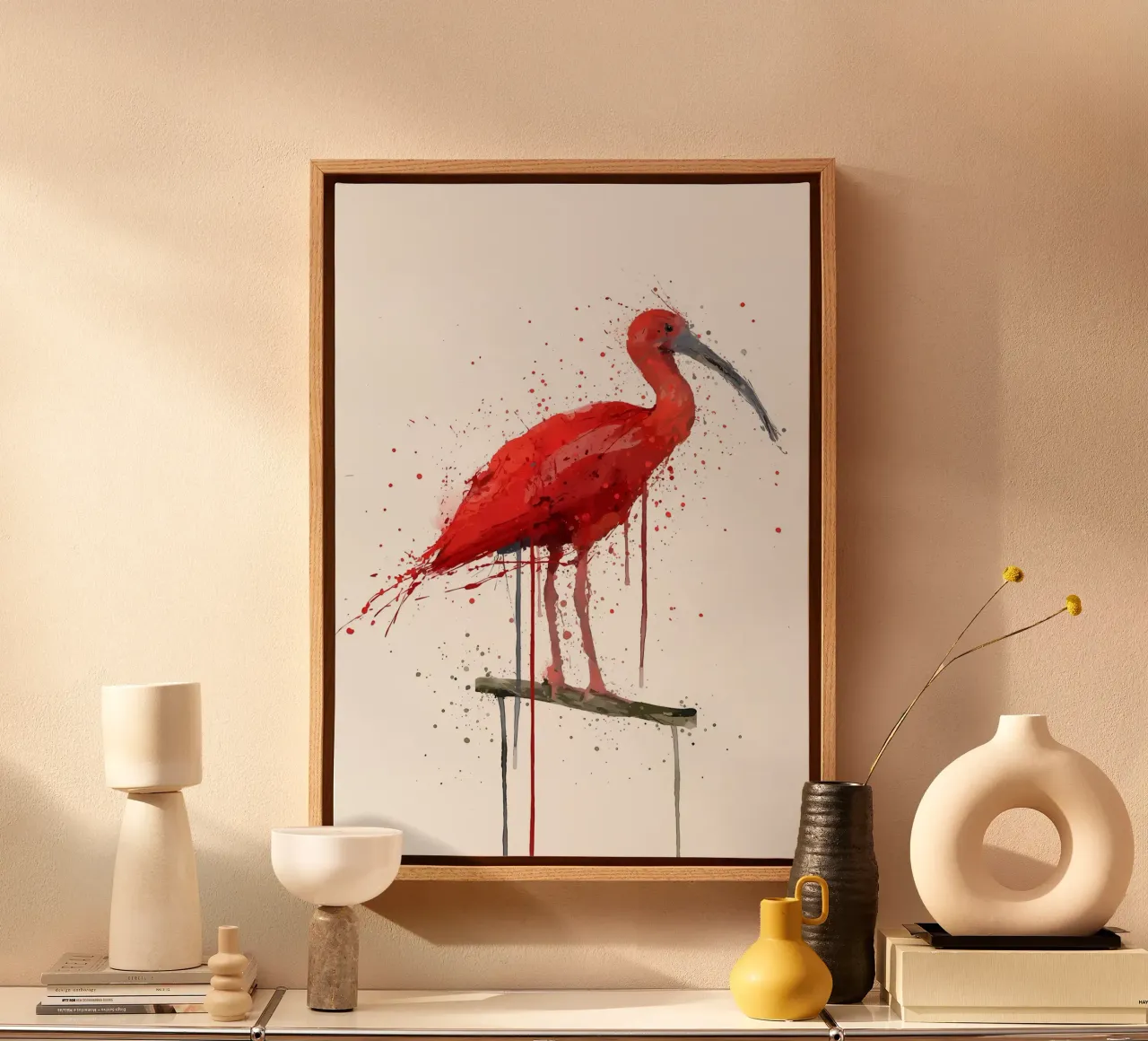 Ibis escarlata lienzo con Marco flotante de Nami