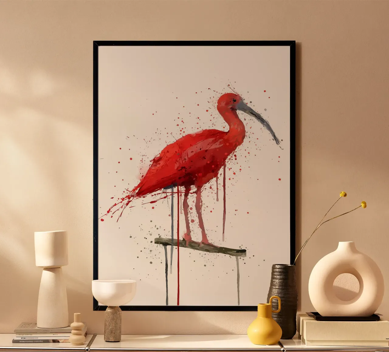Uccello Ibis scarlatto poster con telaio in plastica da Nami
