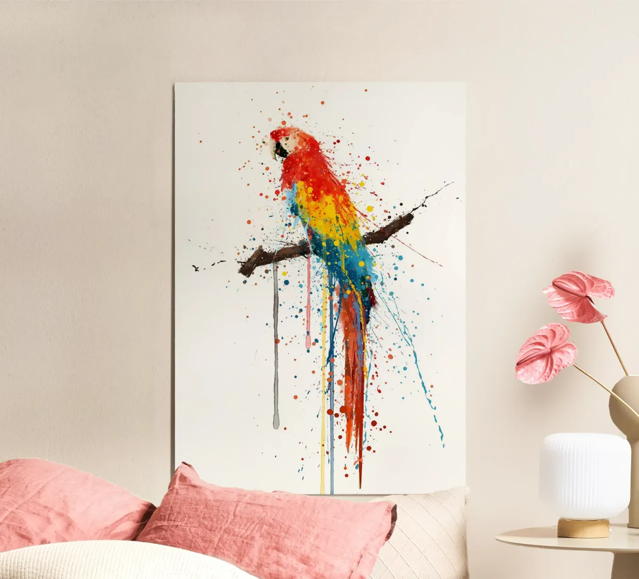 Uccello ara scarlatto poster con telaio in legno da Nami