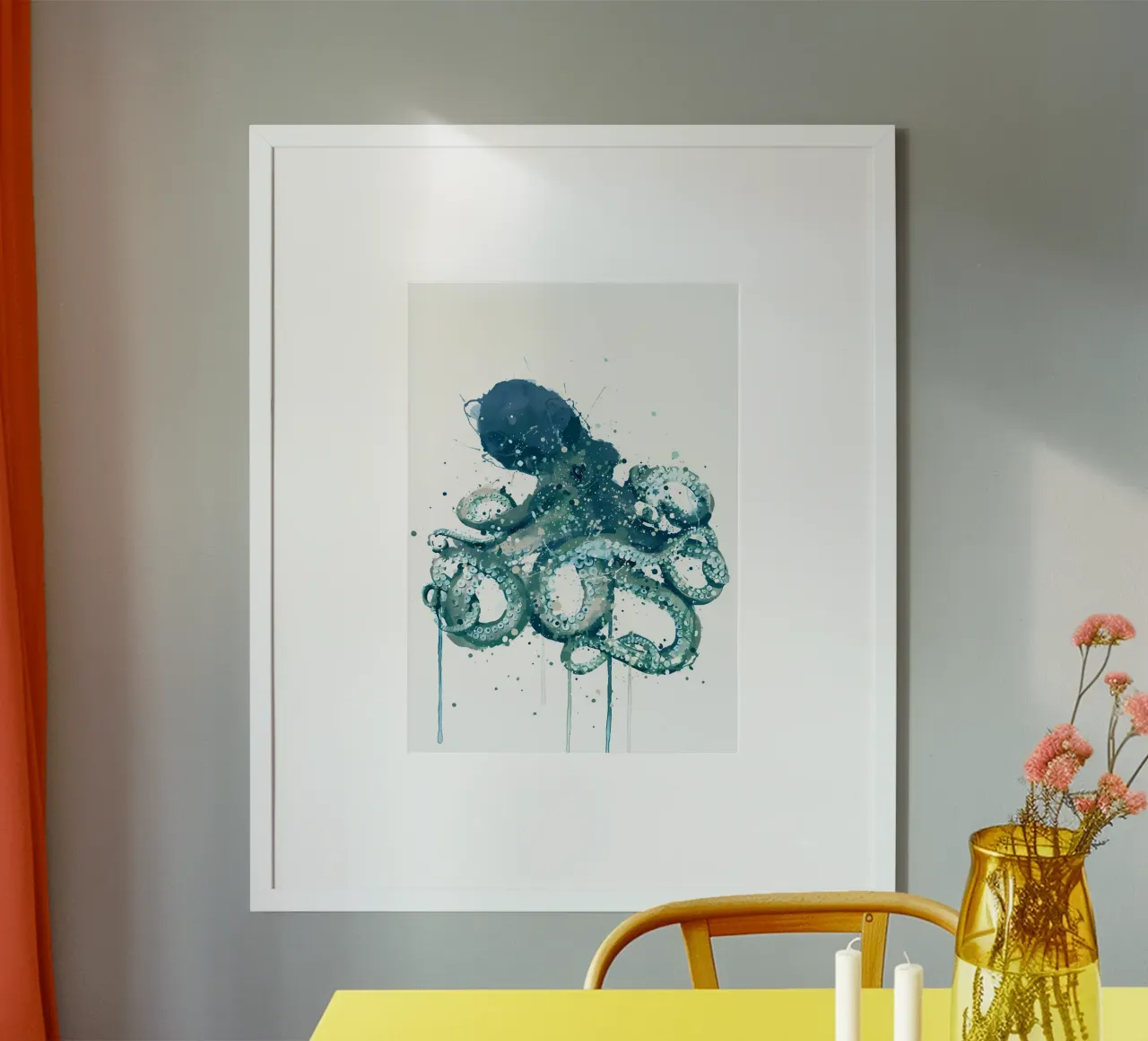 Creatura marina Polpo blu poster con telaio in plastica da Nami