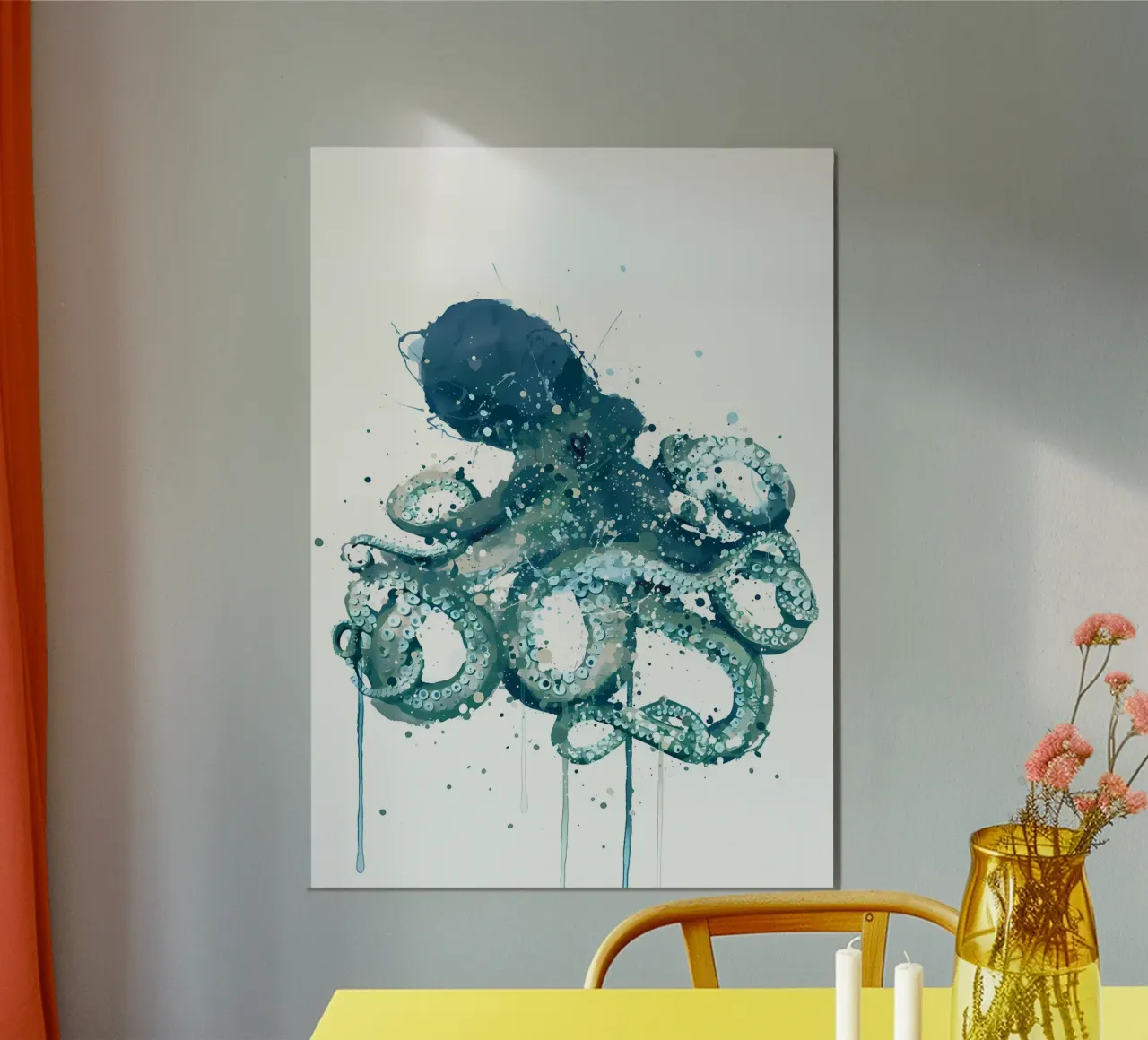 Creatura marina Polpo blu poster con telaio in plastica da Nami