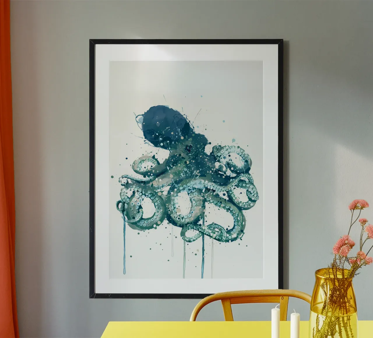 Creatura marina Polpo blu poster con telaio in plastica da Nami