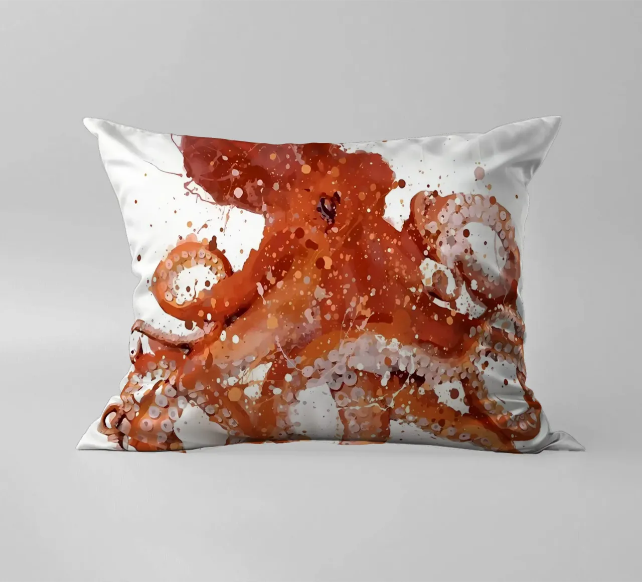 Sea Creature Red Octopus decorative cushion by Nami