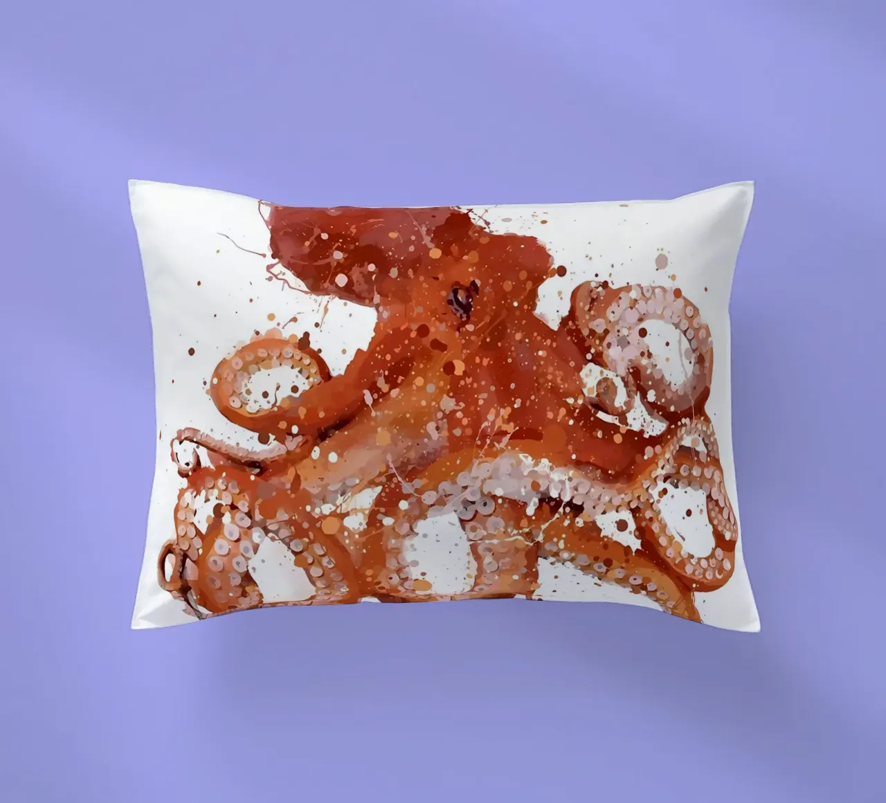 Sea Creature Red Octopus decorative cushion by Nami