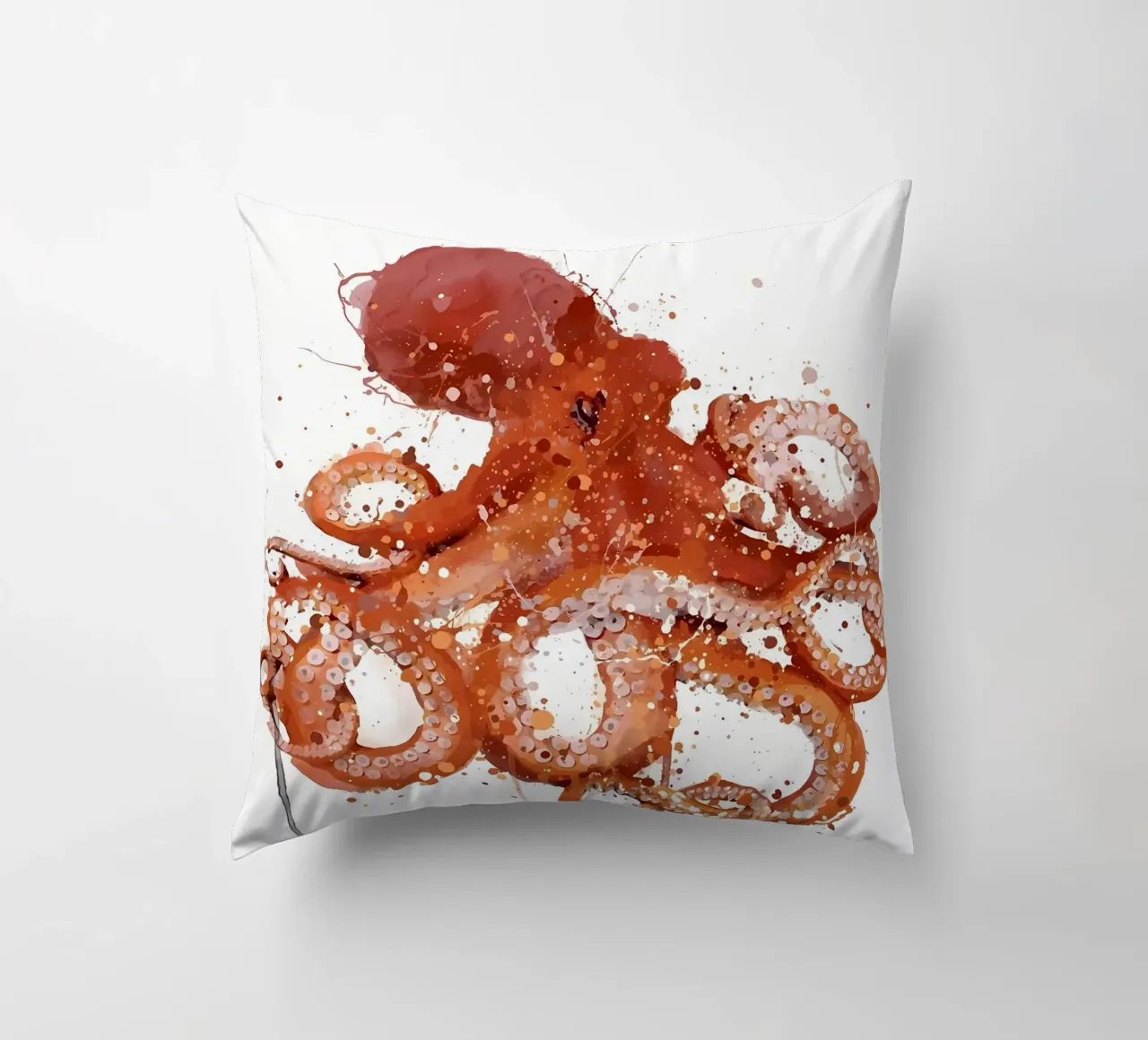 Sea Creature Red Octopus decorative cushion by Nami