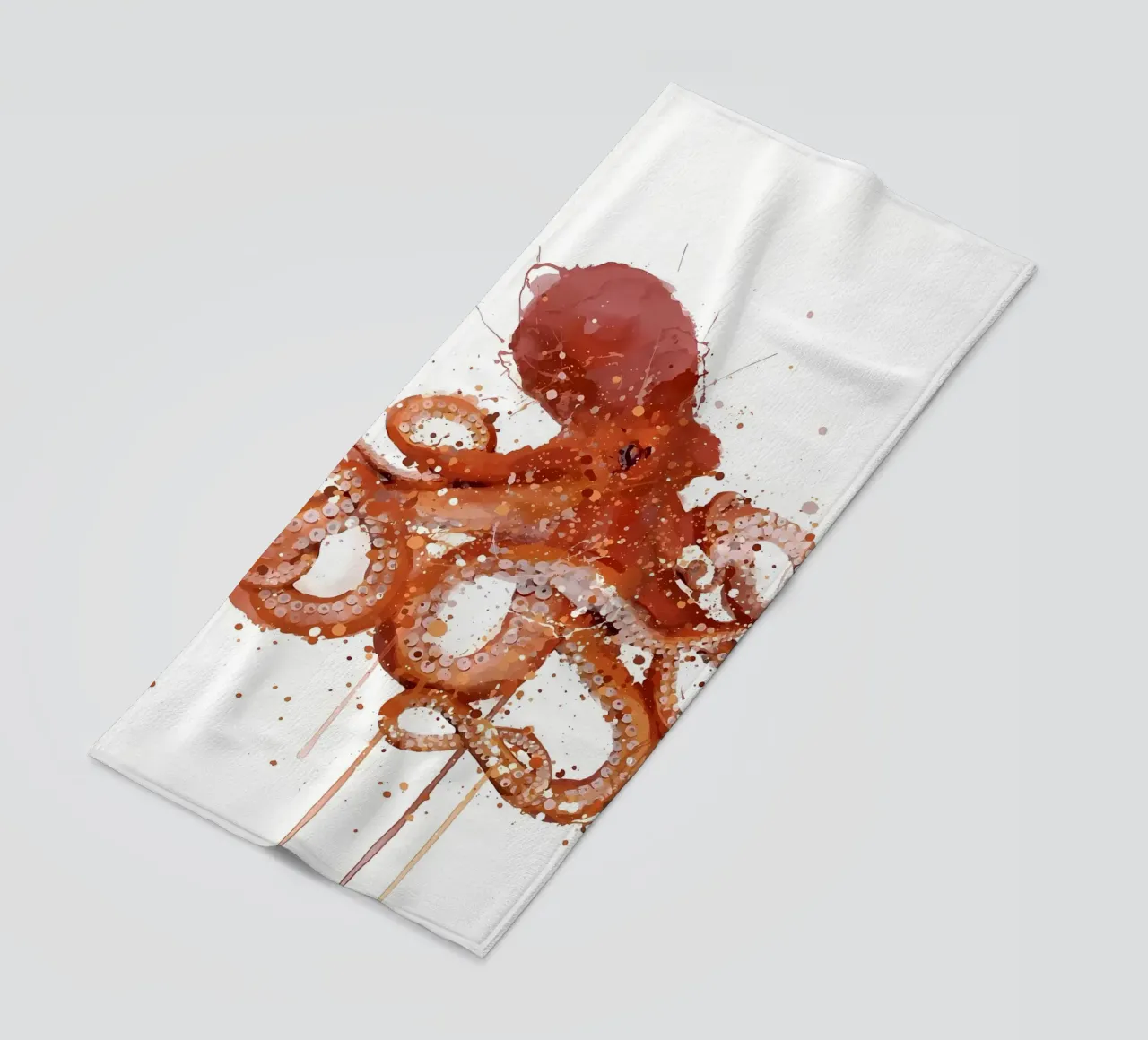 Sea Creature Red Octopus beach towel by Nami