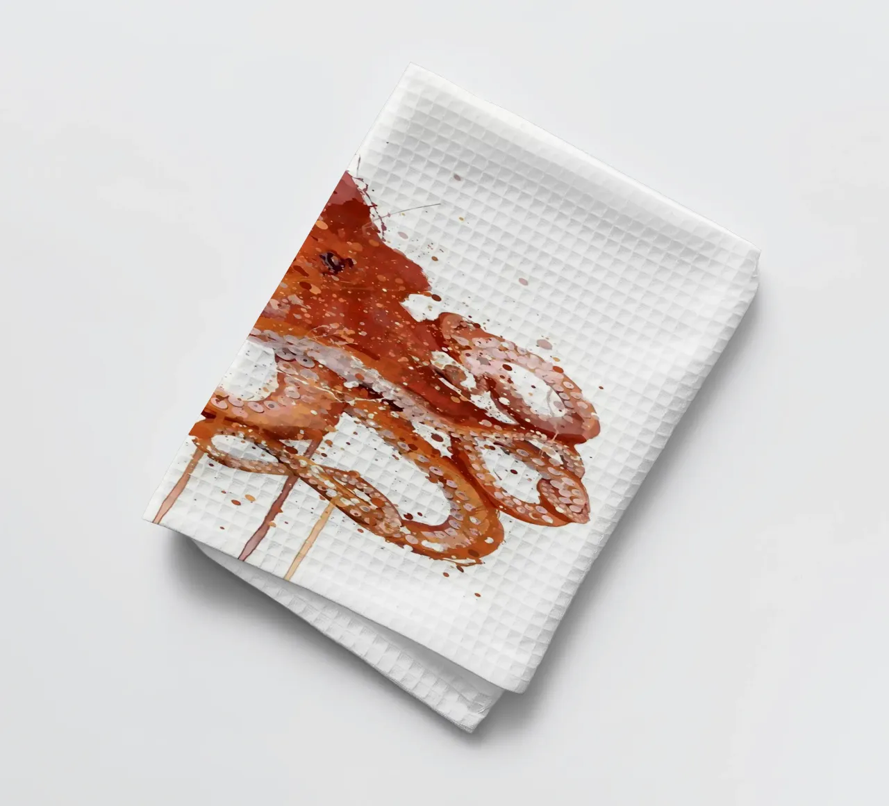 Sea Creature Red Octopus tea towel by Nami