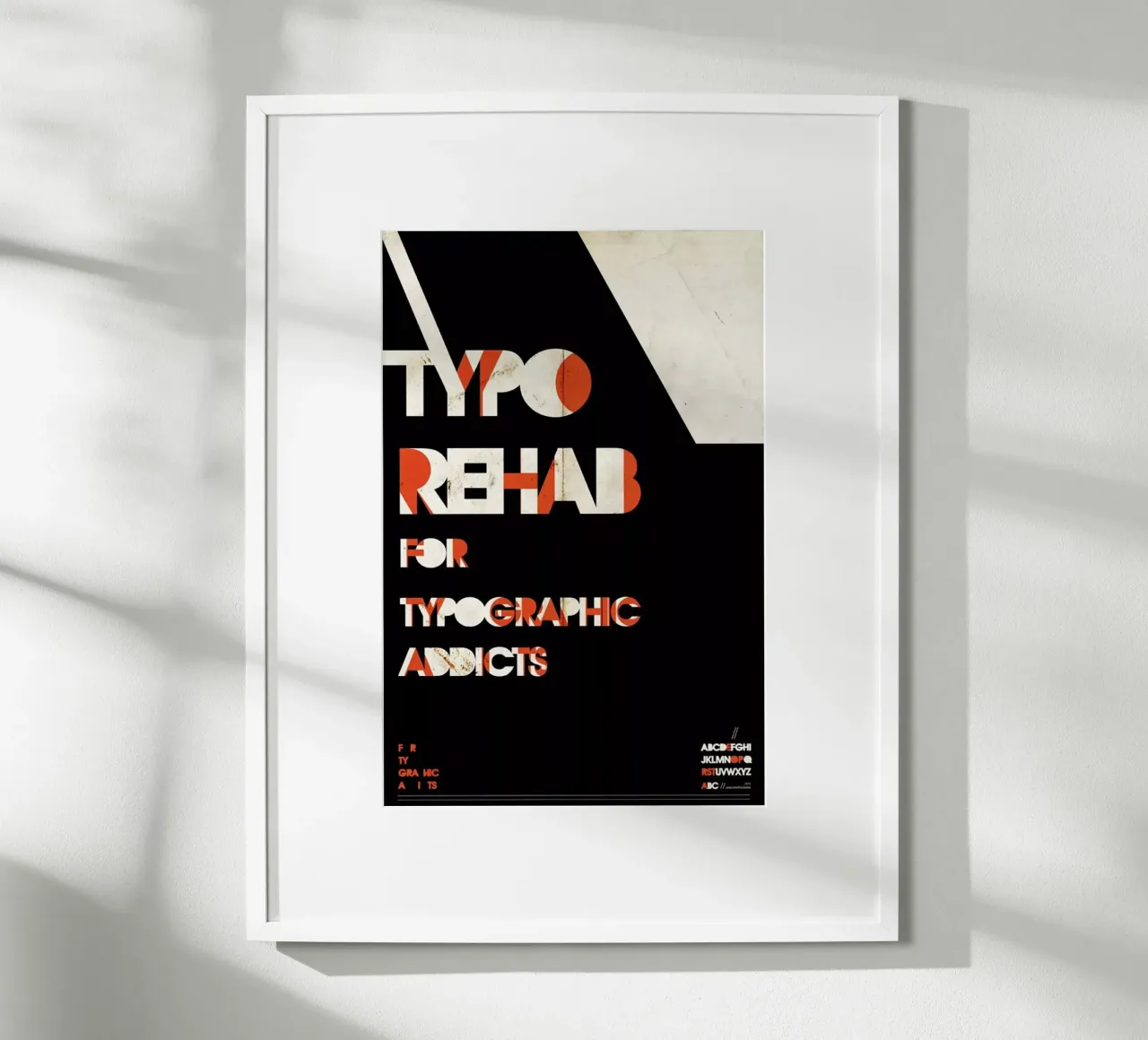 Typo rehab poster con telaio in legno da Petros Afshar