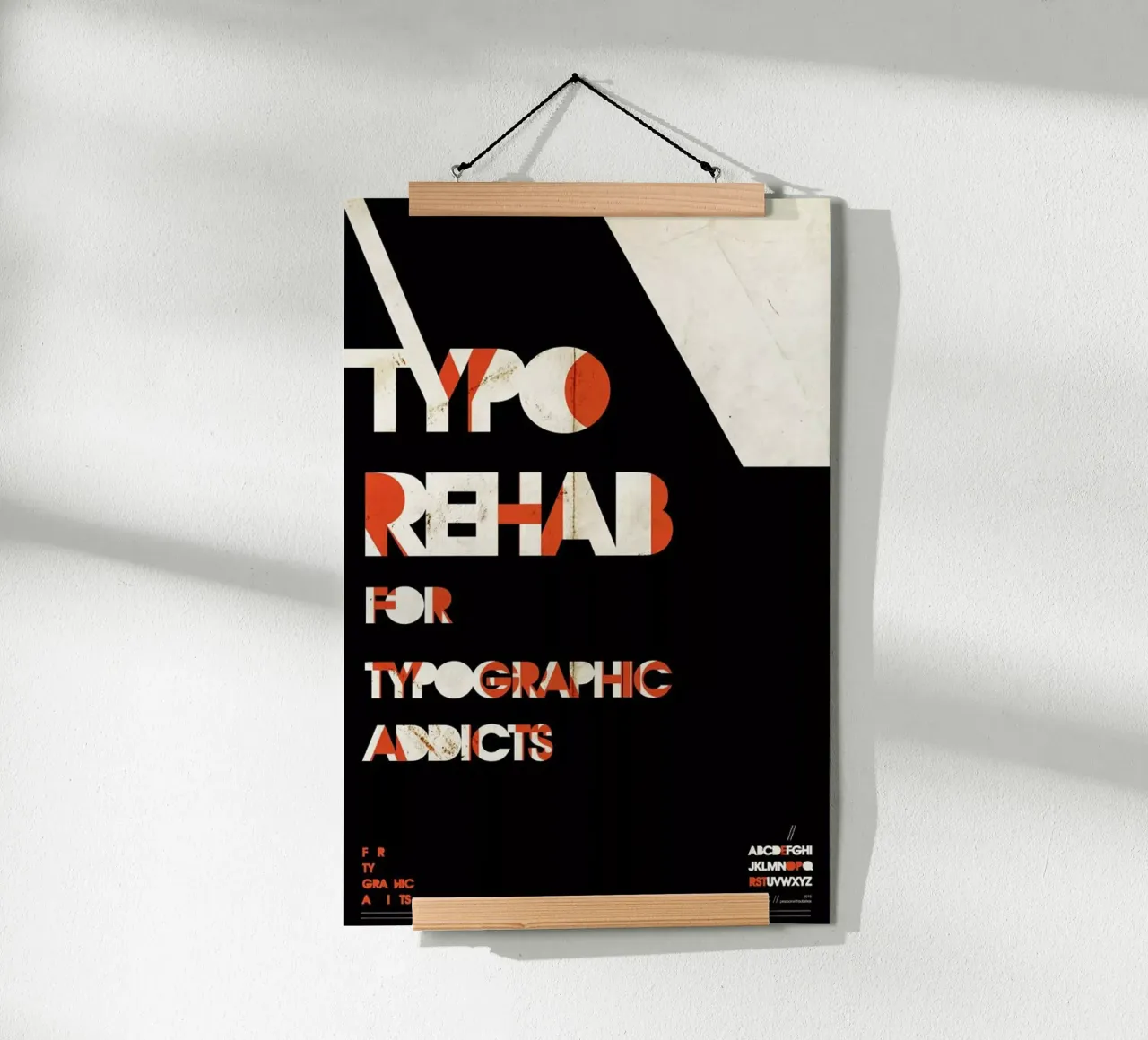 Typo rehab poster con telaio in legno da Petros Afshar