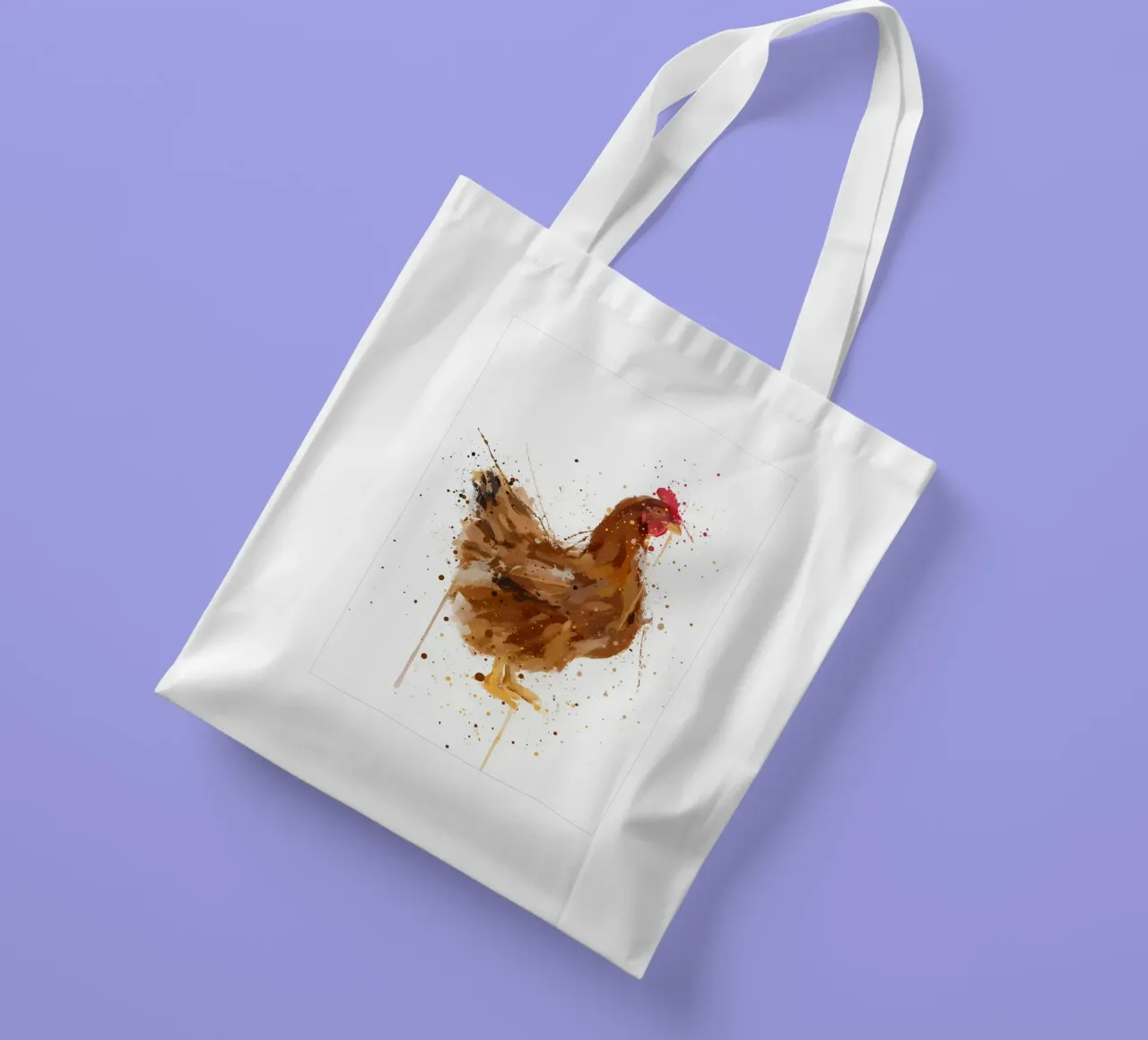 Watercolor Chicken tote bag by Nami