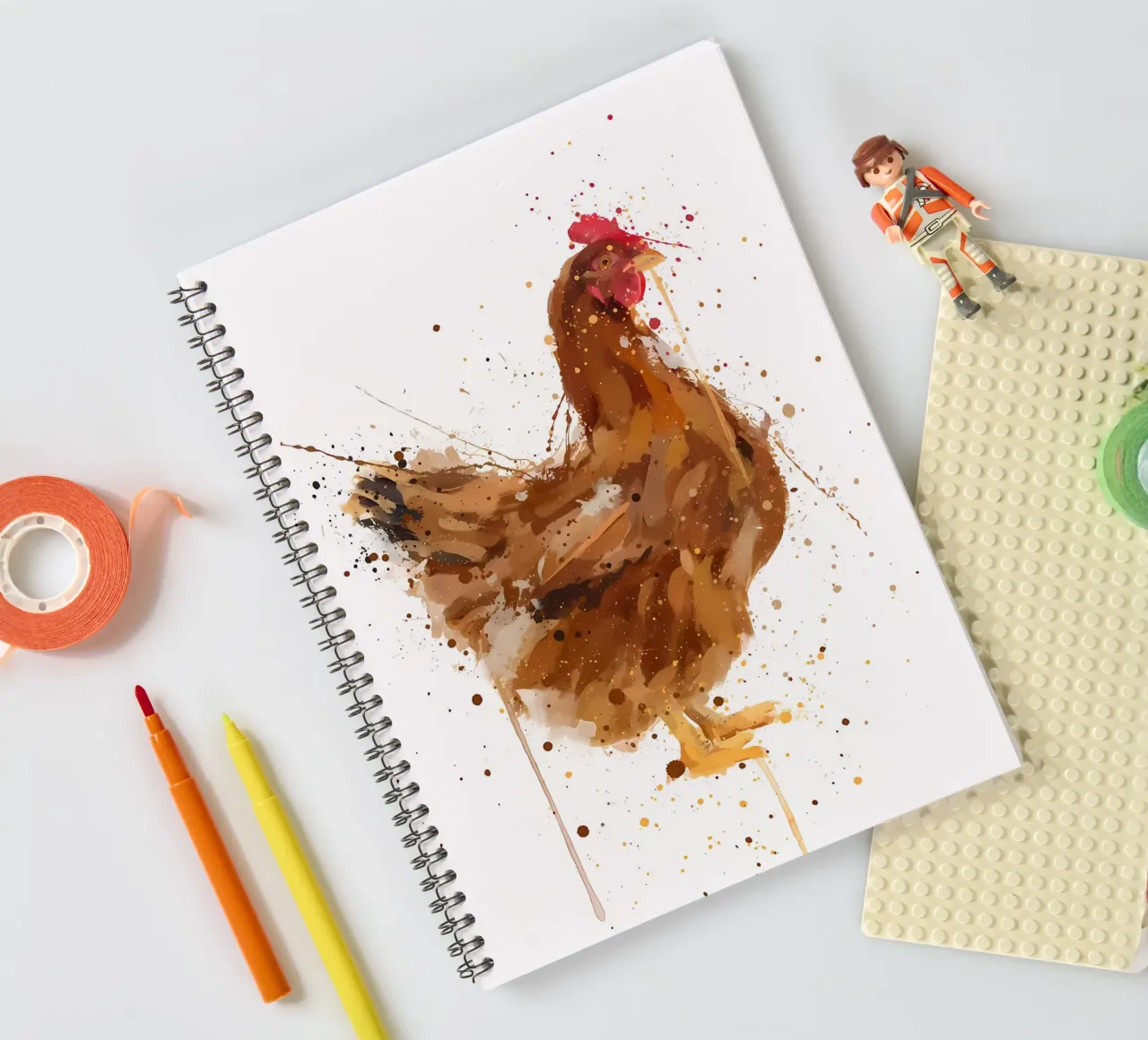 Watercolor Chicken spiral notebook by Nami